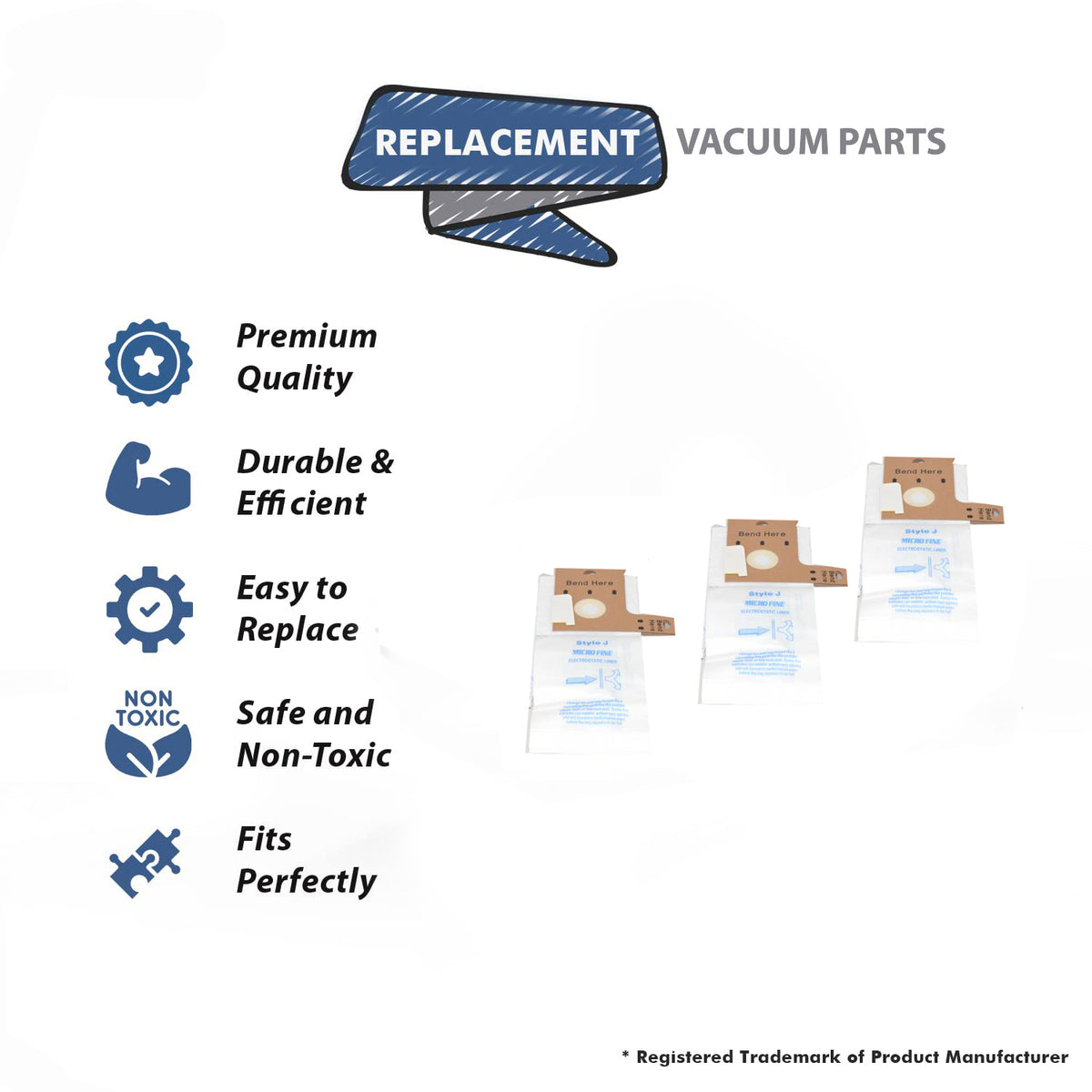 Topvacuumparts [9] Replacement For Eureka Style J Bags, Athena, Boss Power Upright, Power Plus Vacuum 2270, 2271, 2272, 2273, 2900-2920 # 61515C-6