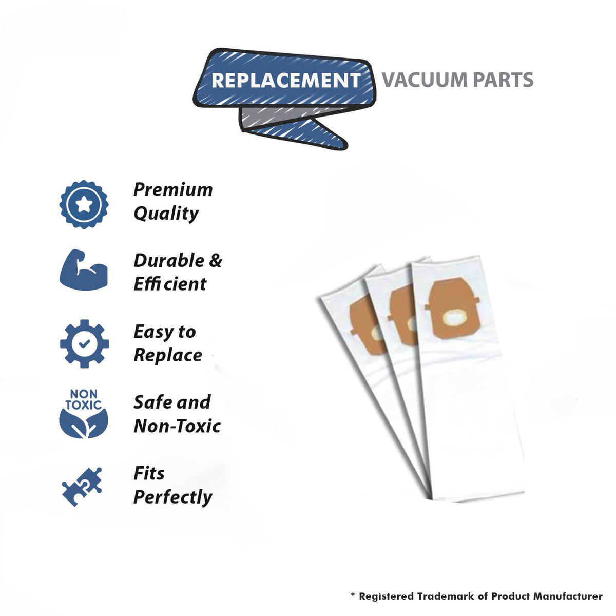 Topvacuumparts Replacement For Enviro Care 6 Hoover Type I and Q Synthetic Anti-Allergen Vacuum Cleaner 6 BagsTotal #A890 , A891