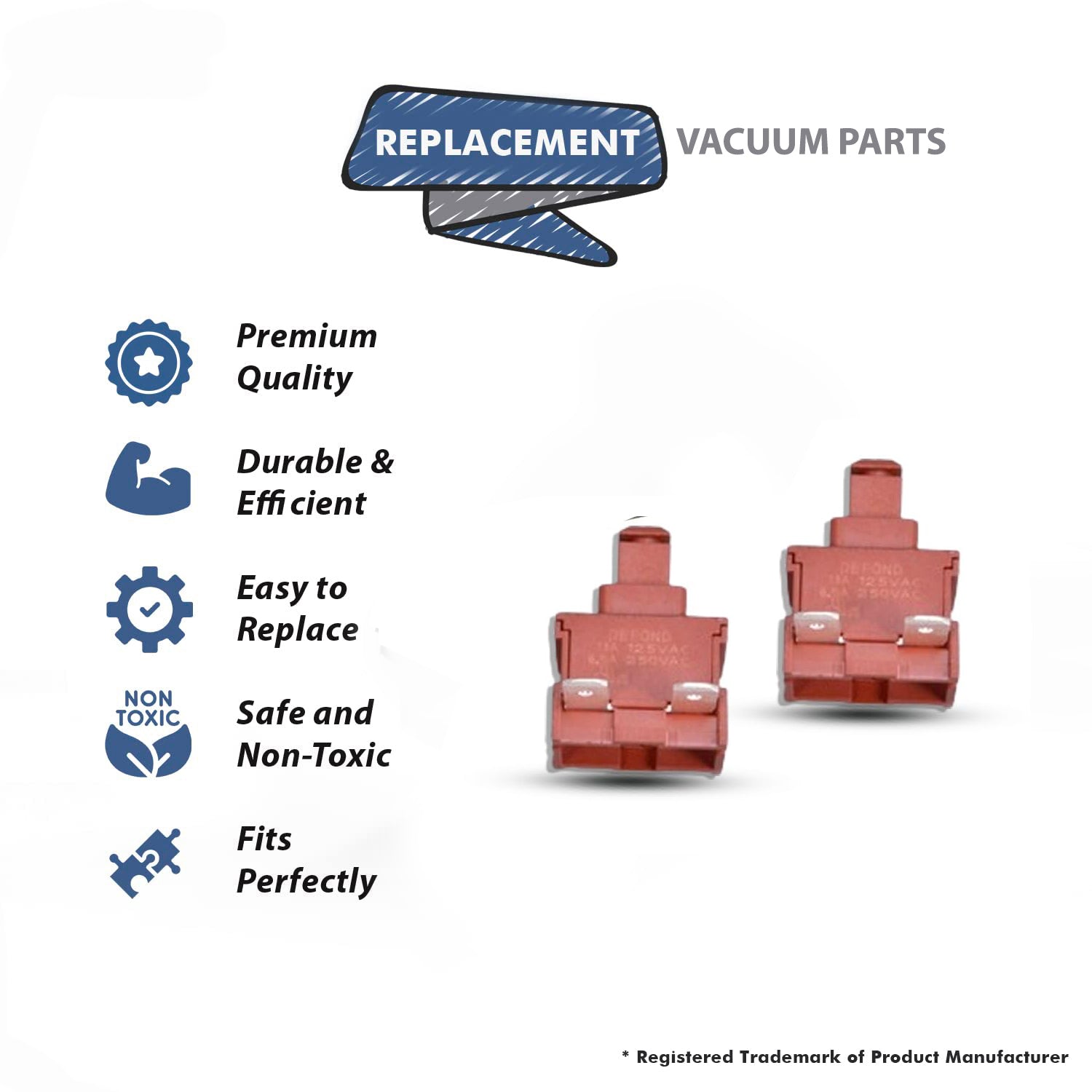 Topvacuumparts Replacement for Hoover WindTunnel Brown Square Push Button On-Off Switch 2Pk