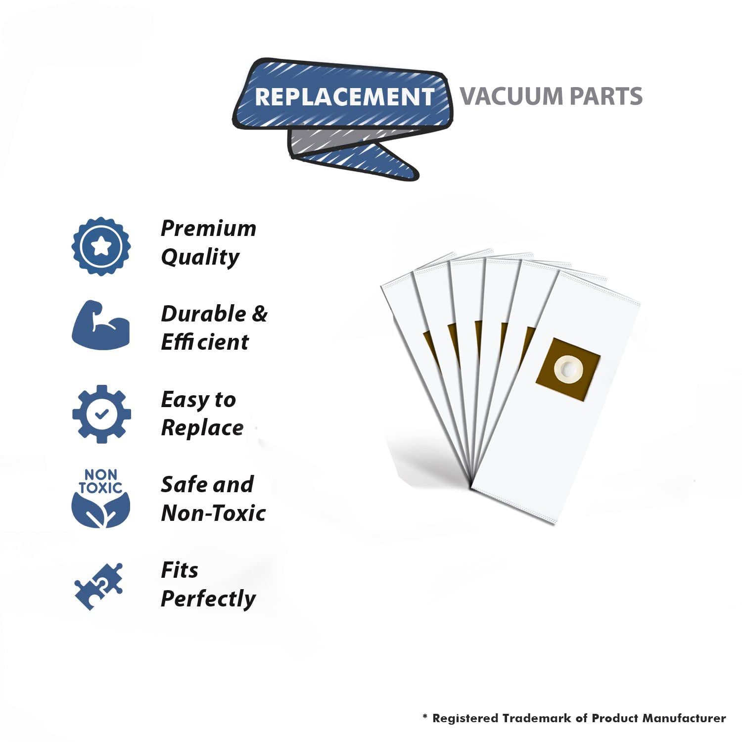 Topvacuumparts Replacement Part For Hoover WindTunnel Y HEPA Pleated Vacuum Filter 6 Bags # compare to part AH10040