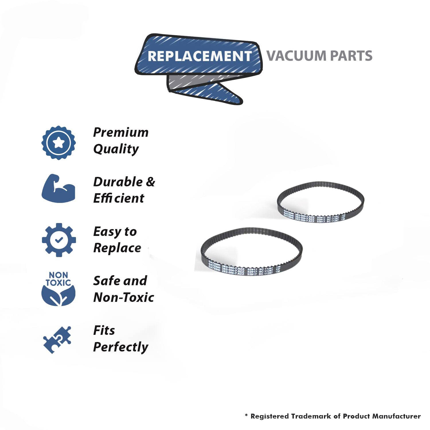 Topvacuumparts Replacement Part for Bissell ProHeat 2X 2007 2007P 1986 Vacuum Cleaner Cogged Pump Belt 2Pk # Compare to Part 1611129