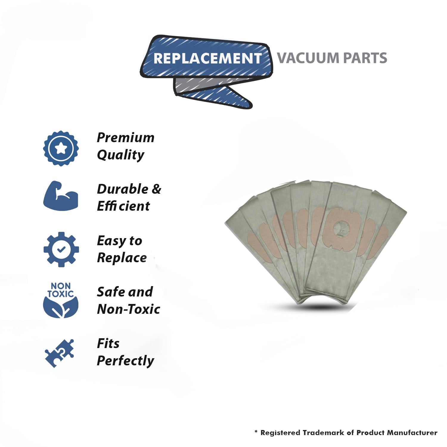 Topvacuumparts Replacement For Hoover Style H Canister Vacuum Cleaner Bag 9 Count # Compare to Part 4010009H