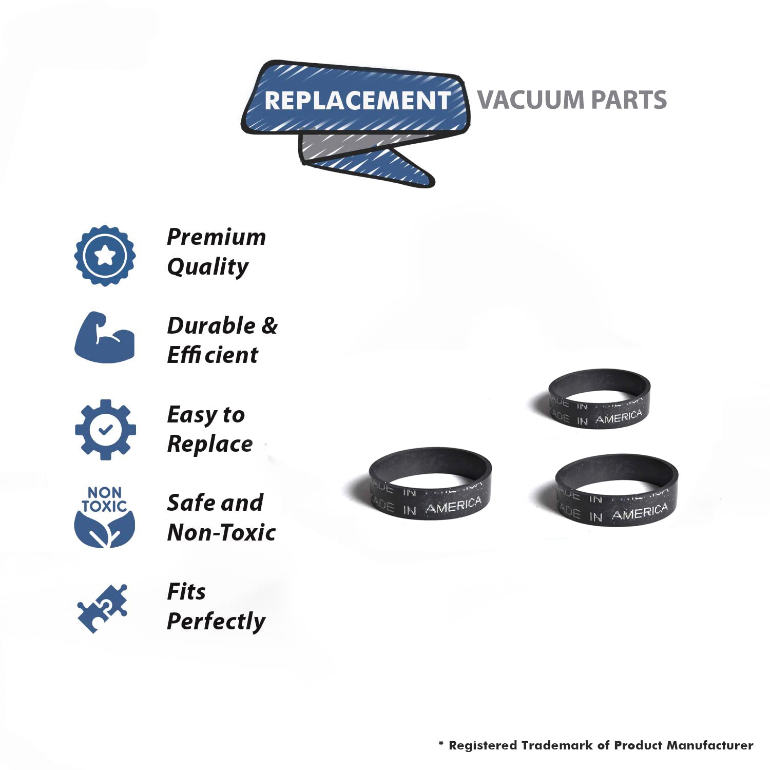 Topvacuumparts 3 Replacement Part for Royal Hand Vacuum Cleaner Model 103 Belts # Compare to Part 17397