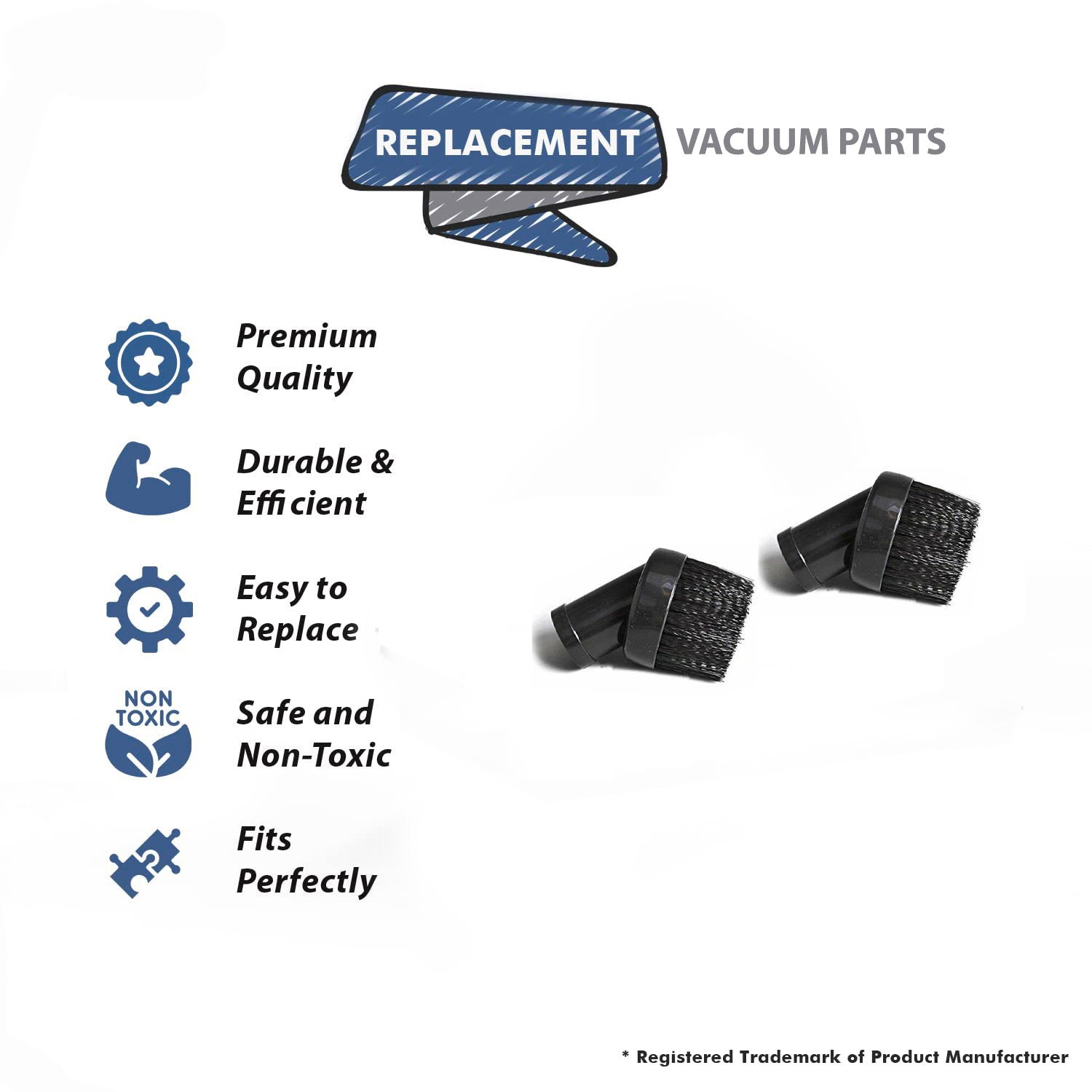 Topvacuumparts 2Pk Dust Brush with Nylon Insert for Replacement Part For Fit All Vacuum Cleaner # compare to part 32-1607-63