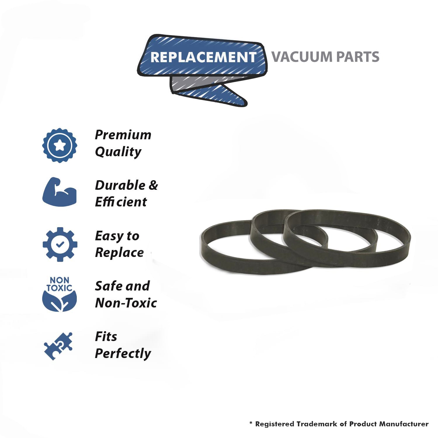 Topvacuumparts Vacuum Cleaner Belts Replacement for Hoover Fits for U5109-930, U5053-910, U5069-910, U5079-910 (3 Belts)