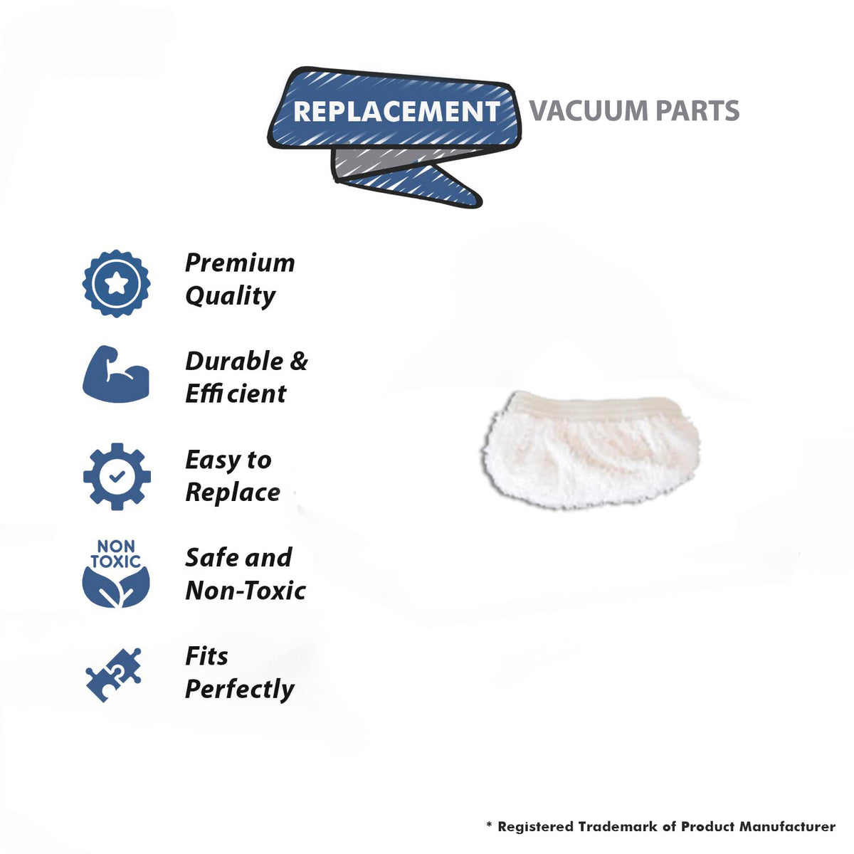 Topvacuumparts Replacement Part For Royal PD20005, PD20020 Vacuum Cleaner Cloth Cleaning Pad