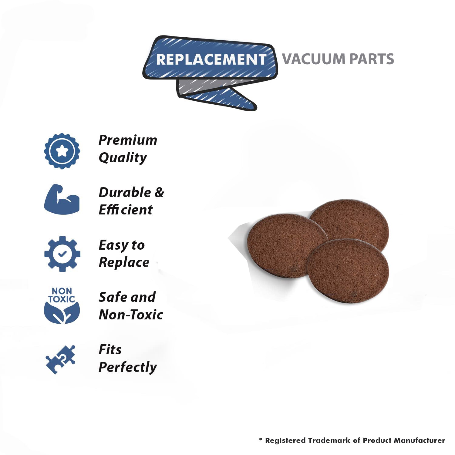 Topvacuumparts Replacement Part For Oreck Scrub Pads, Orbiter Brown (3 Pack) # compare to part 437-049