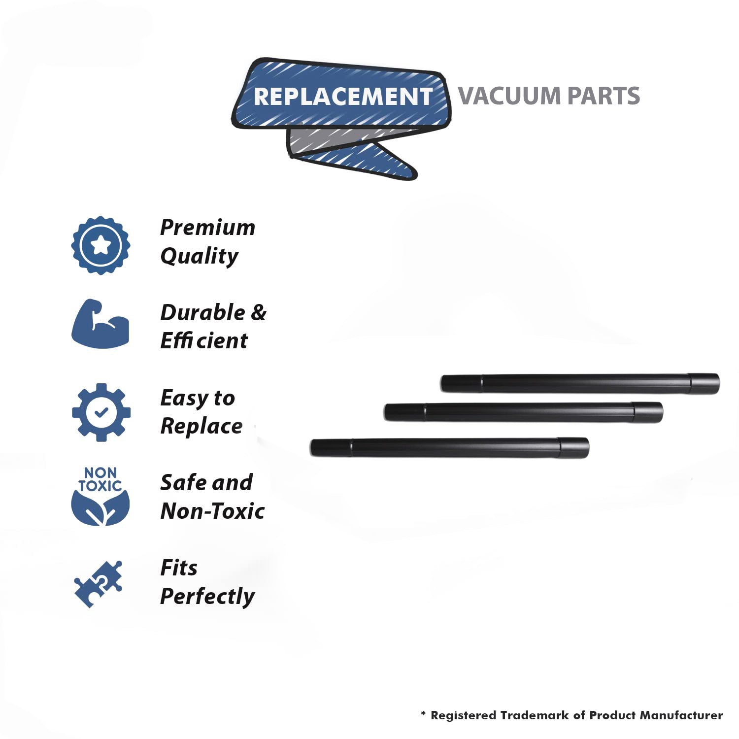 Topvacuumparts Replacement for 1 1/4 inch (1.25'') (32mm) Black Attachments Accessories Kits (3 Wands)