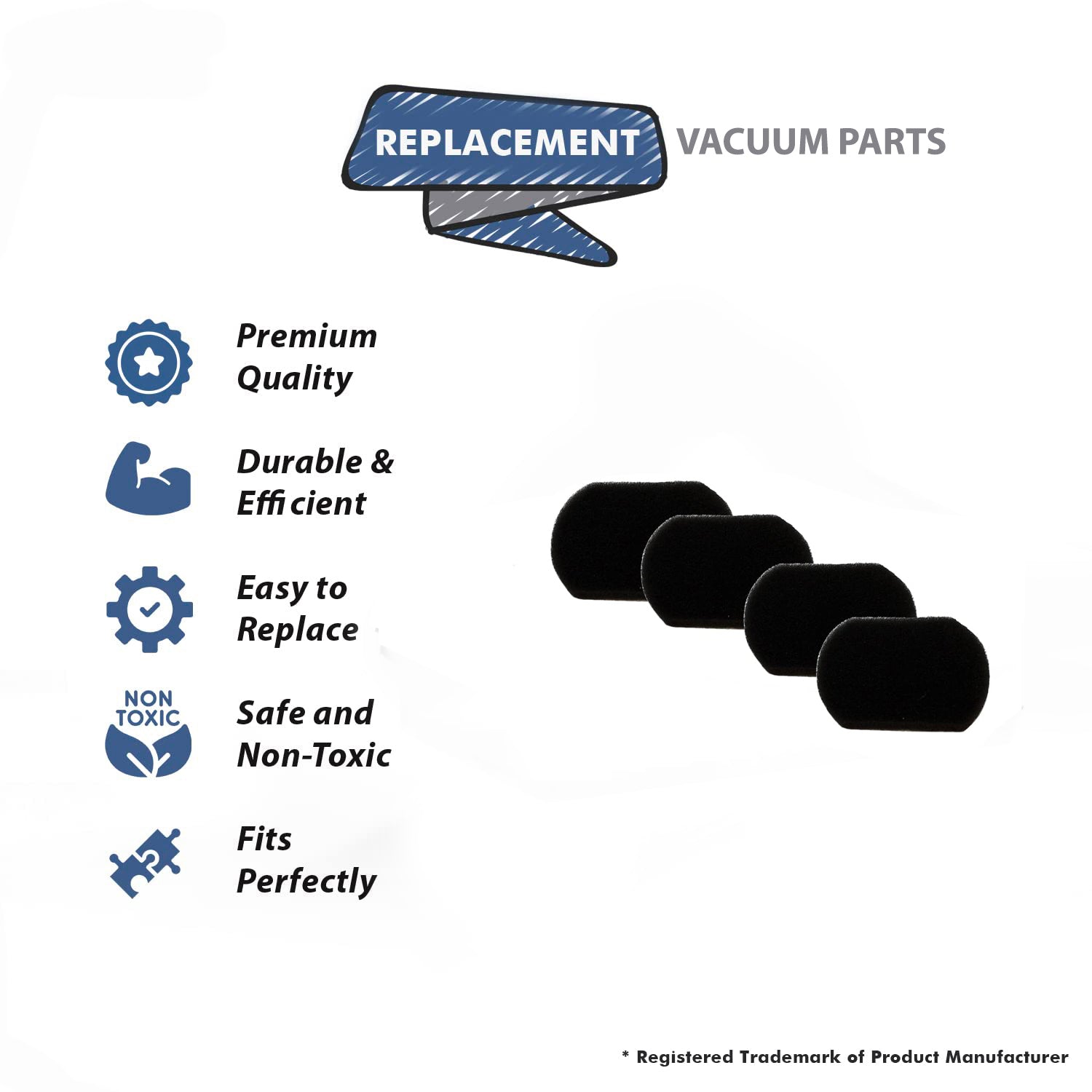 Topvacuumparts Vacuum Sponges Filter Replacement for Bissell 3-in-1 Stick Lightweight Bagless Cleaner, Fits Model 2030 2033 2033M 20336 20334 (4PK)