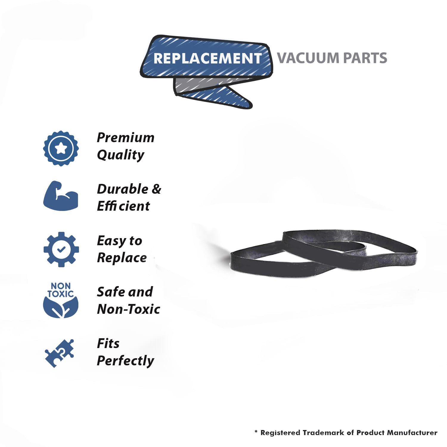 Topvacuumparts Replacement Part For Dirt Devil 4/5 Upright Vacuum Cleaner 2 Flat Belt # compare to part 17366