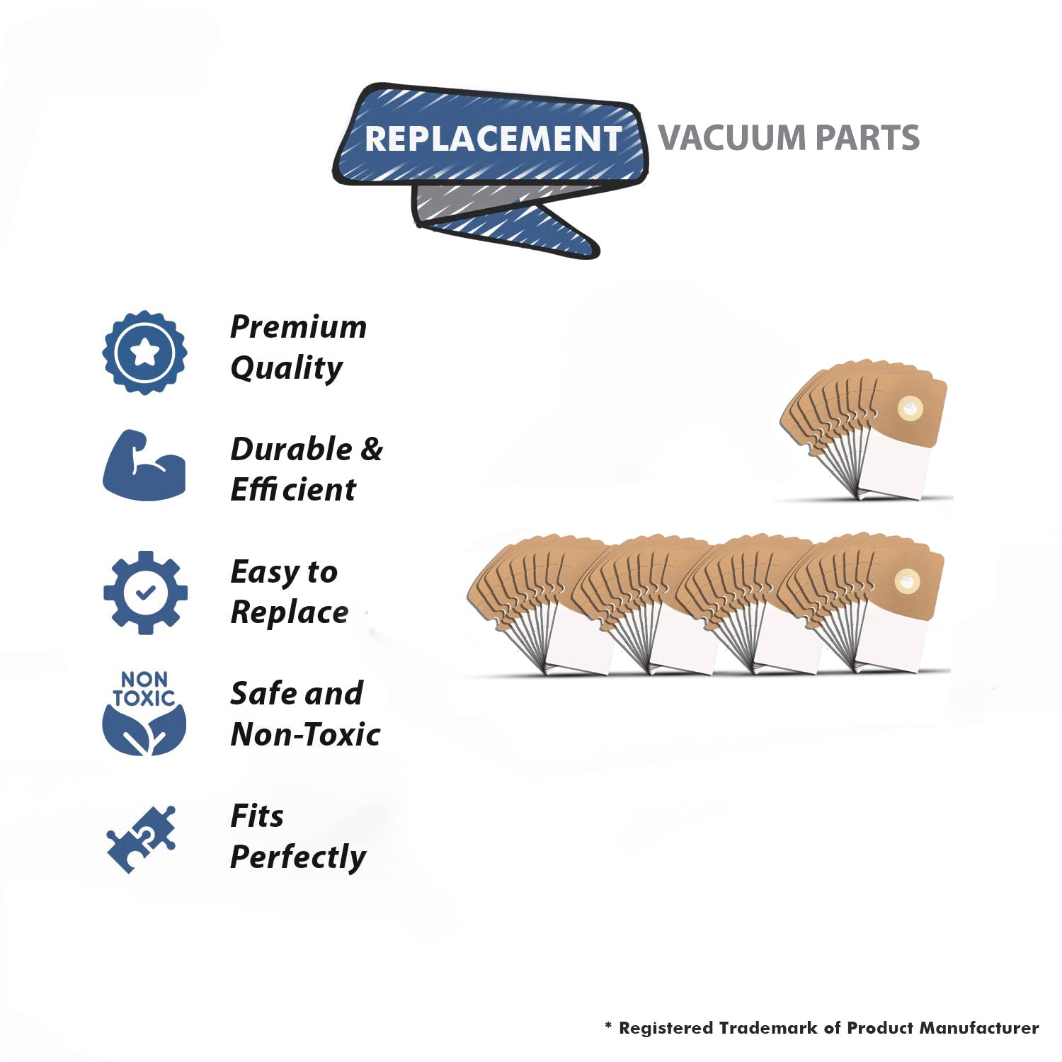Topvacuumparts 45Pcs Replacement for Eureka 3670 & 3680 MM Vacuum Bags,and Replacement Vacuum Bags Part # 60295, 60296, 60297
