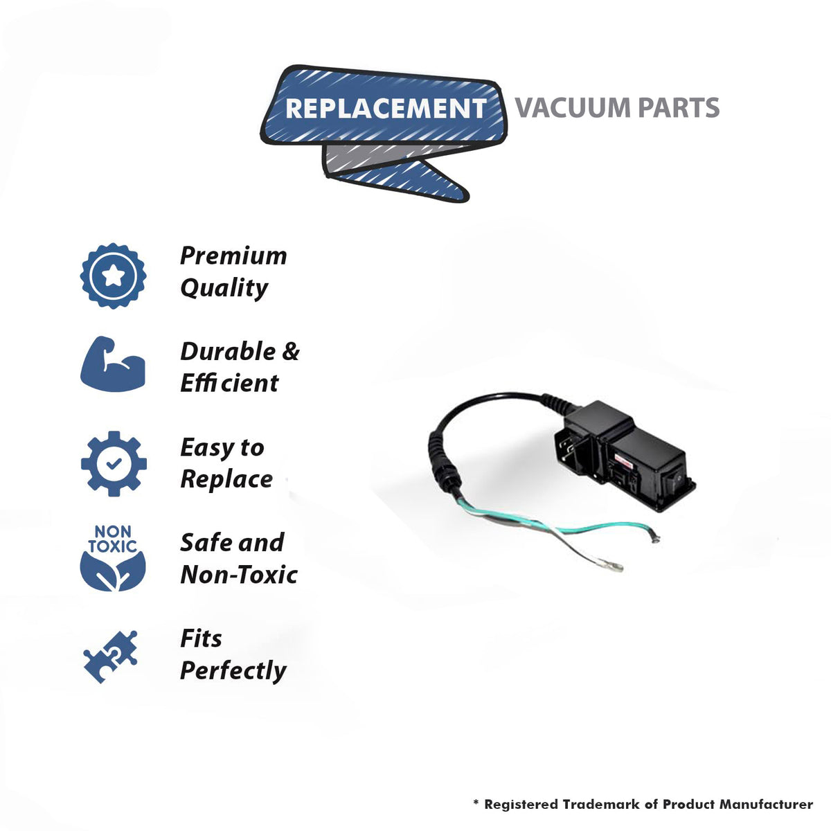 Topvacuumparts Replacement For Bissell BG1006, BG1001,T10 Backpack Vacuum Cleaner Switch With Cord # Compare to Part 1600548