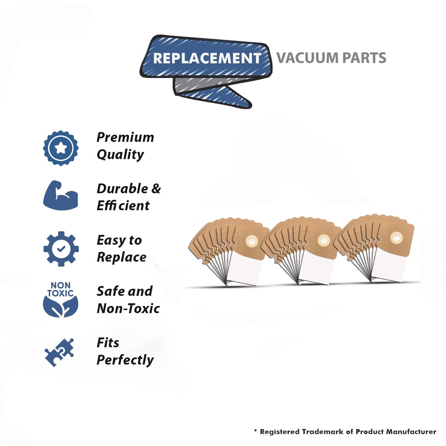 Topvacuumparts 27Pcs Replacement for Eureka 3670 & 3680 MM Vacuum Bags,and Replacement Vacuum Bags Part # 60295, 60296, 60297