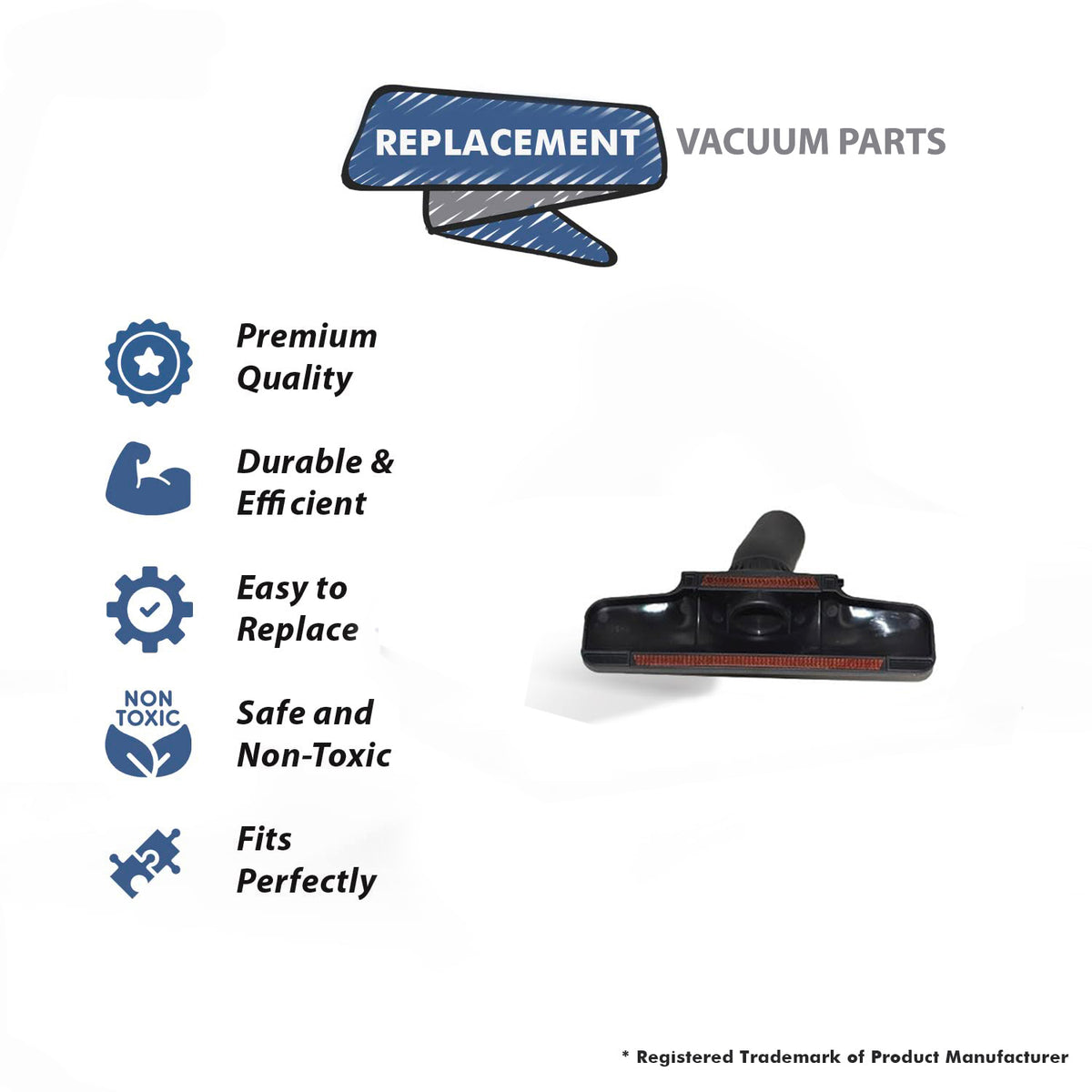Topvacuumparts Replacement For Wessel Werks Vacuum Cleaner 1 1/4, Fit All Click Brush System Upholster Tool # Compare to Part 34.9001-302