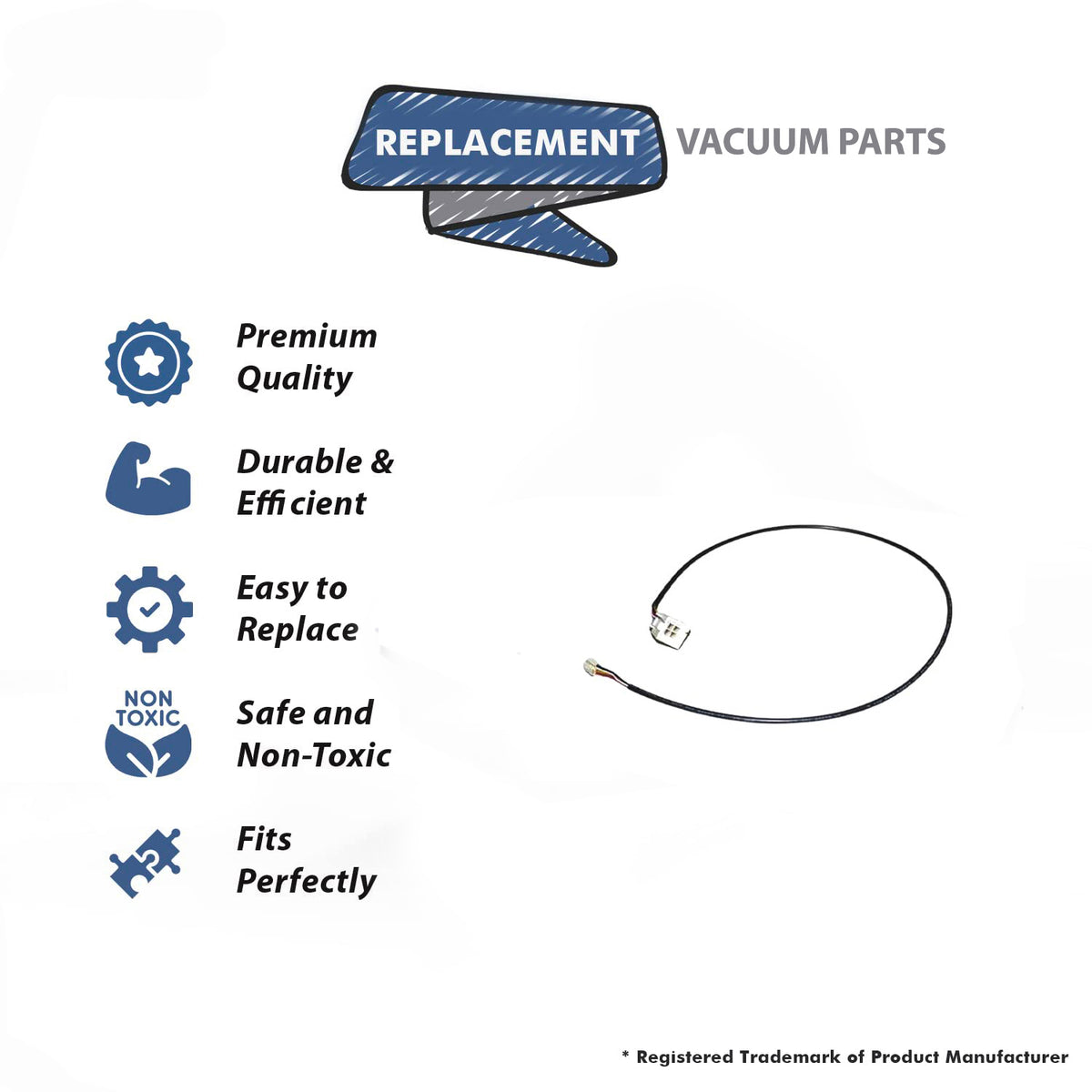 Topvacuumparts Replacement Part For Hizero F100 Bionic Mop Vacuum Cleaner Handle Cable With Connector # Compare to Part M26F1-00101