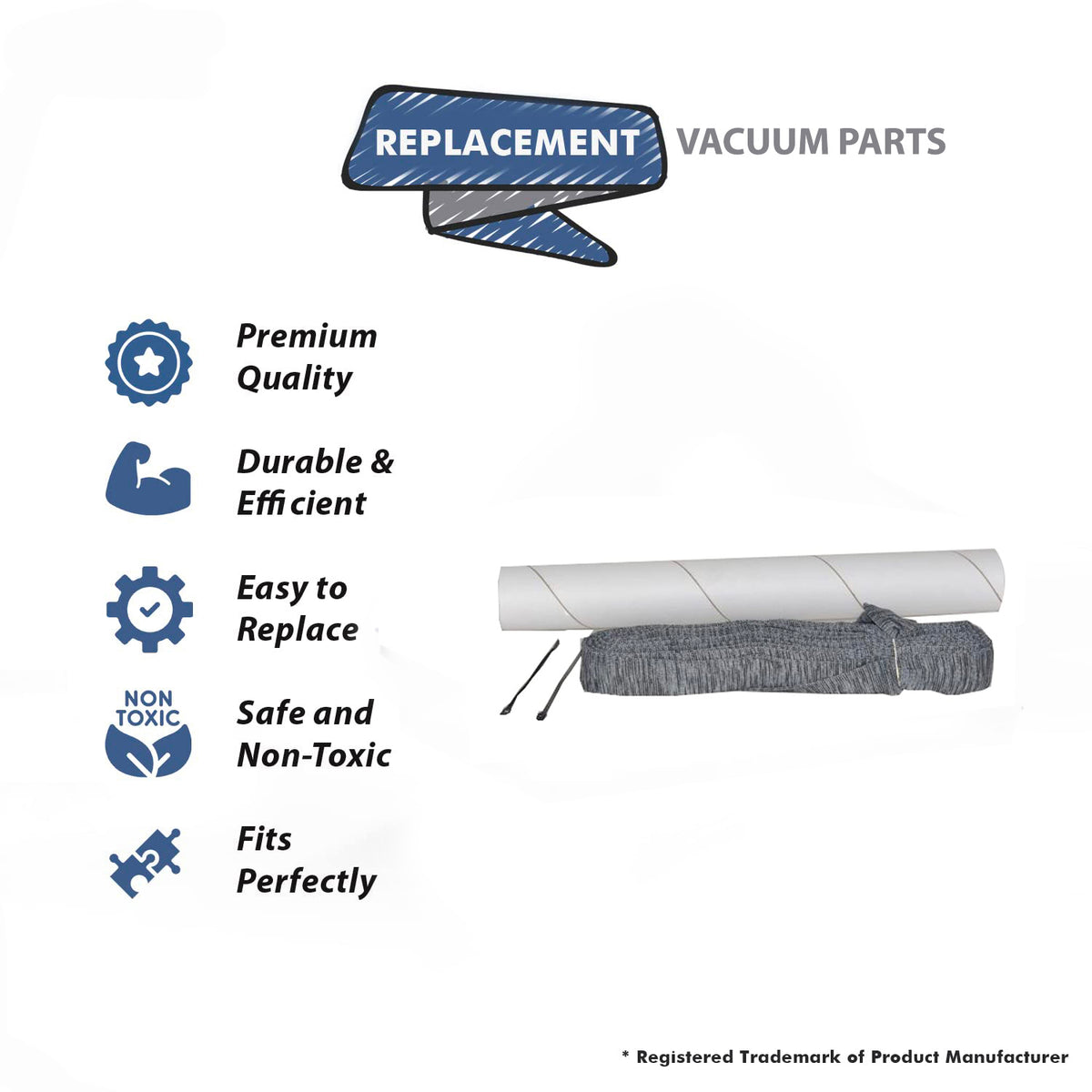 Topvacuumparts 30Ft Grey with Zip Tie Hose Sock with Tube For Replacement Part For Fit All Vacuum Cleaner # compare to part 06-1003-02