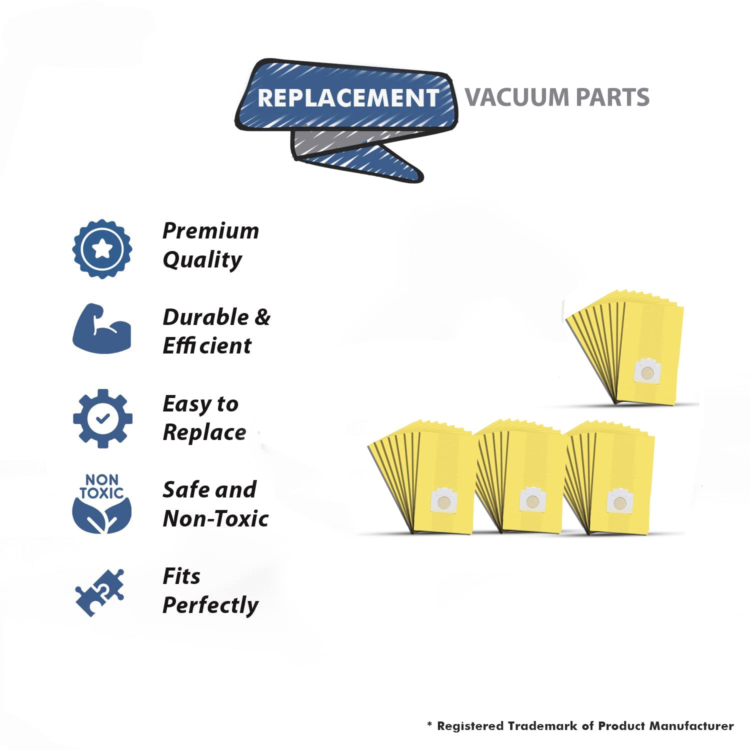 Topvacuumparts Replacement for Kenmore Canister Type C/Q 5055, 50555, 50557, 200 Series and Pana·sonic Type C-5, C-18 Series Vacuum Bags, 36 Pack