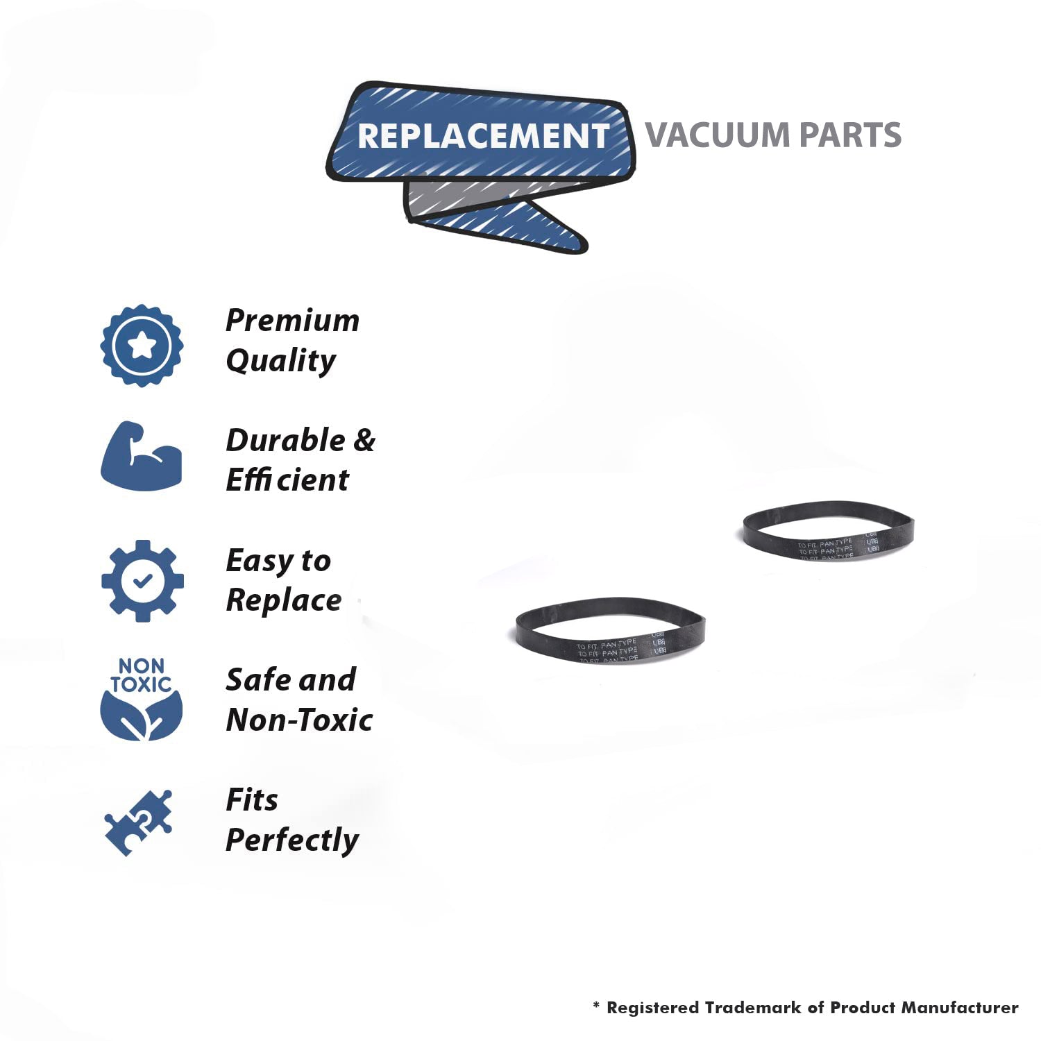 Topvacuumparts Replacement Part for Panasonic UB8 Upright Vacuum Belt 2Pk # Compare to Part MC-210B