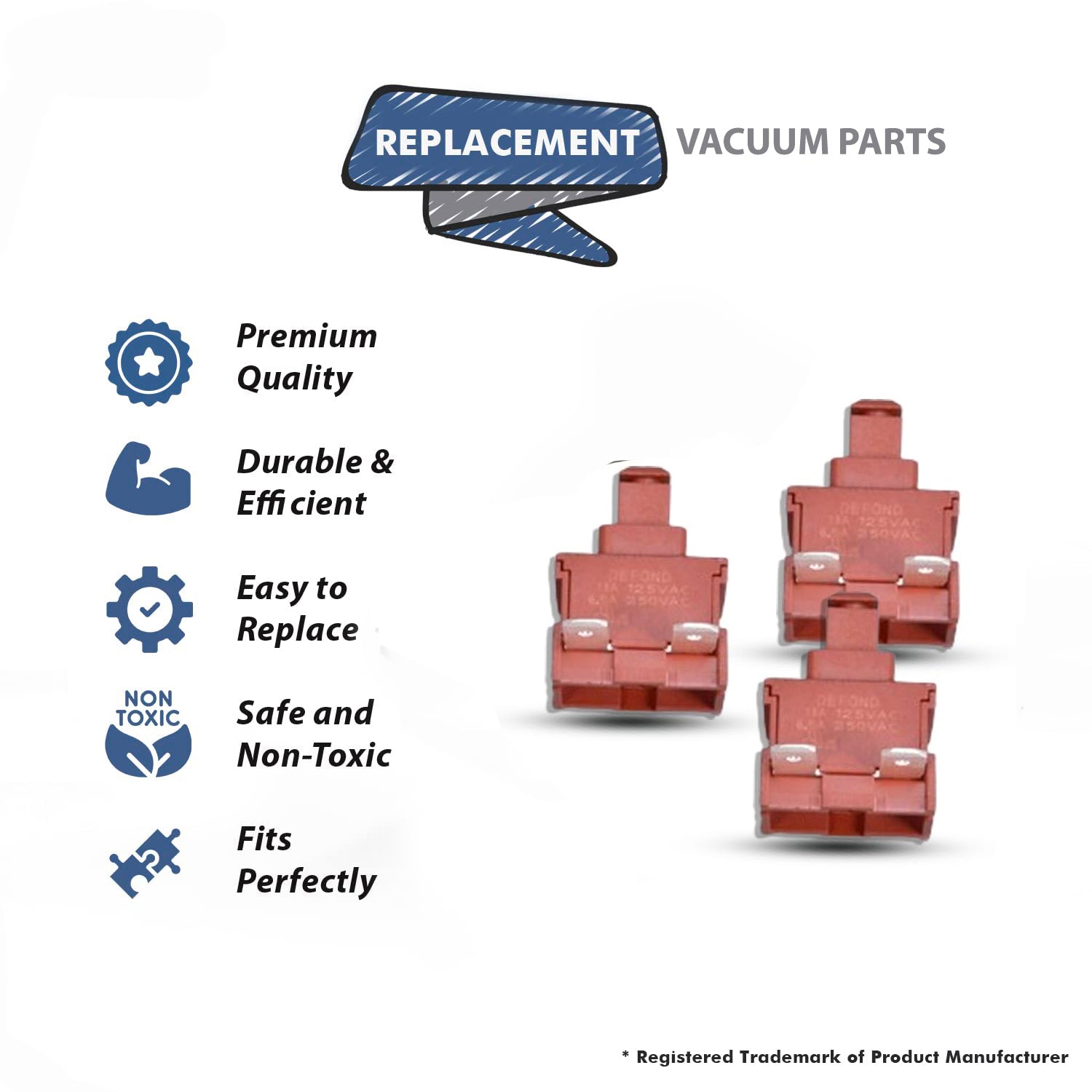 Topvacuumparts Replacement for Hoover WindTunnel, Remedy Series Push Button On-Off Switch # Compare to Part 28218062