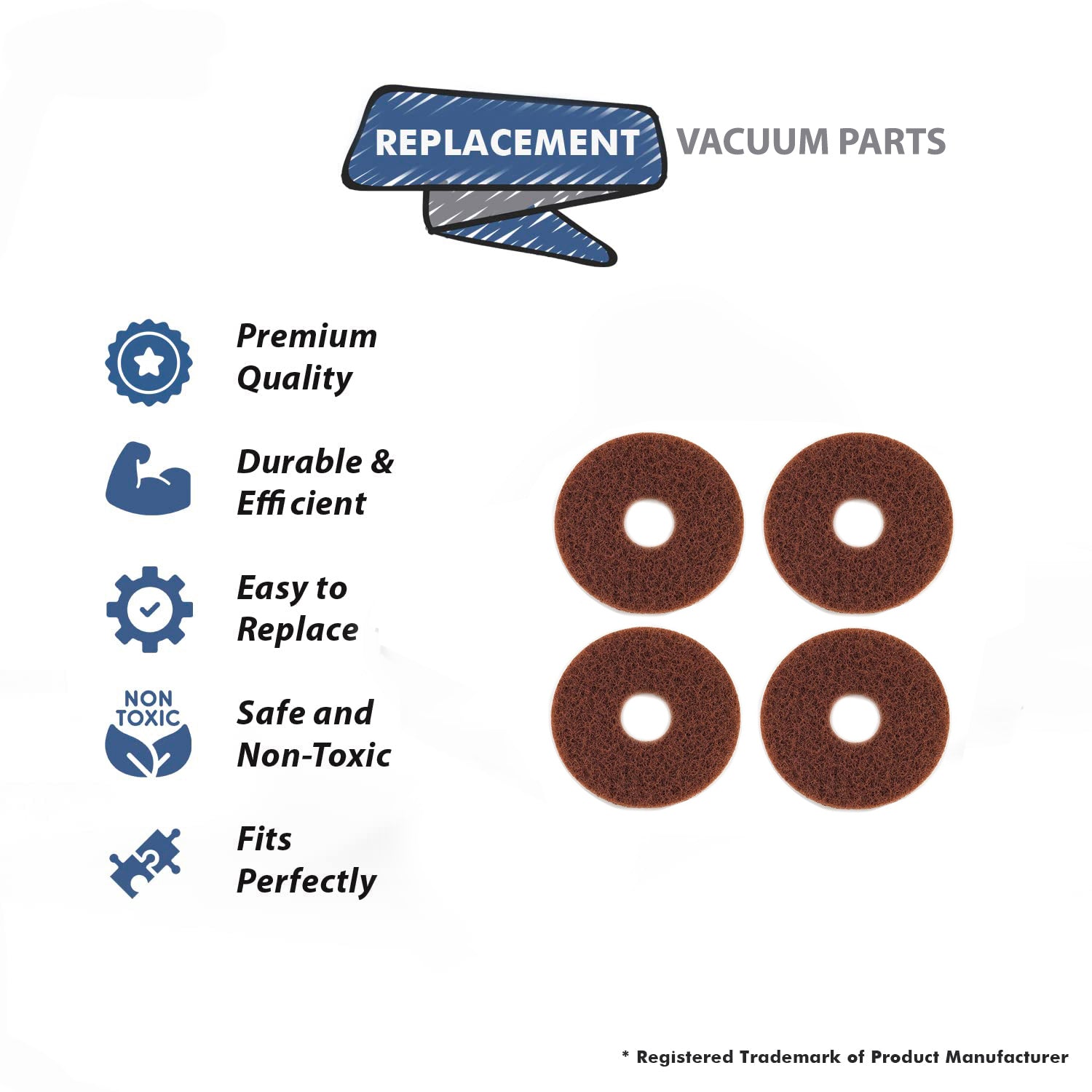 Topvacuumparts Replacement for Oreck Commercial 437049 Orbiter Brown Scrub Pad, Abrasive Pad for Stripping Floors, Use with ORB550MC (4 Pads)