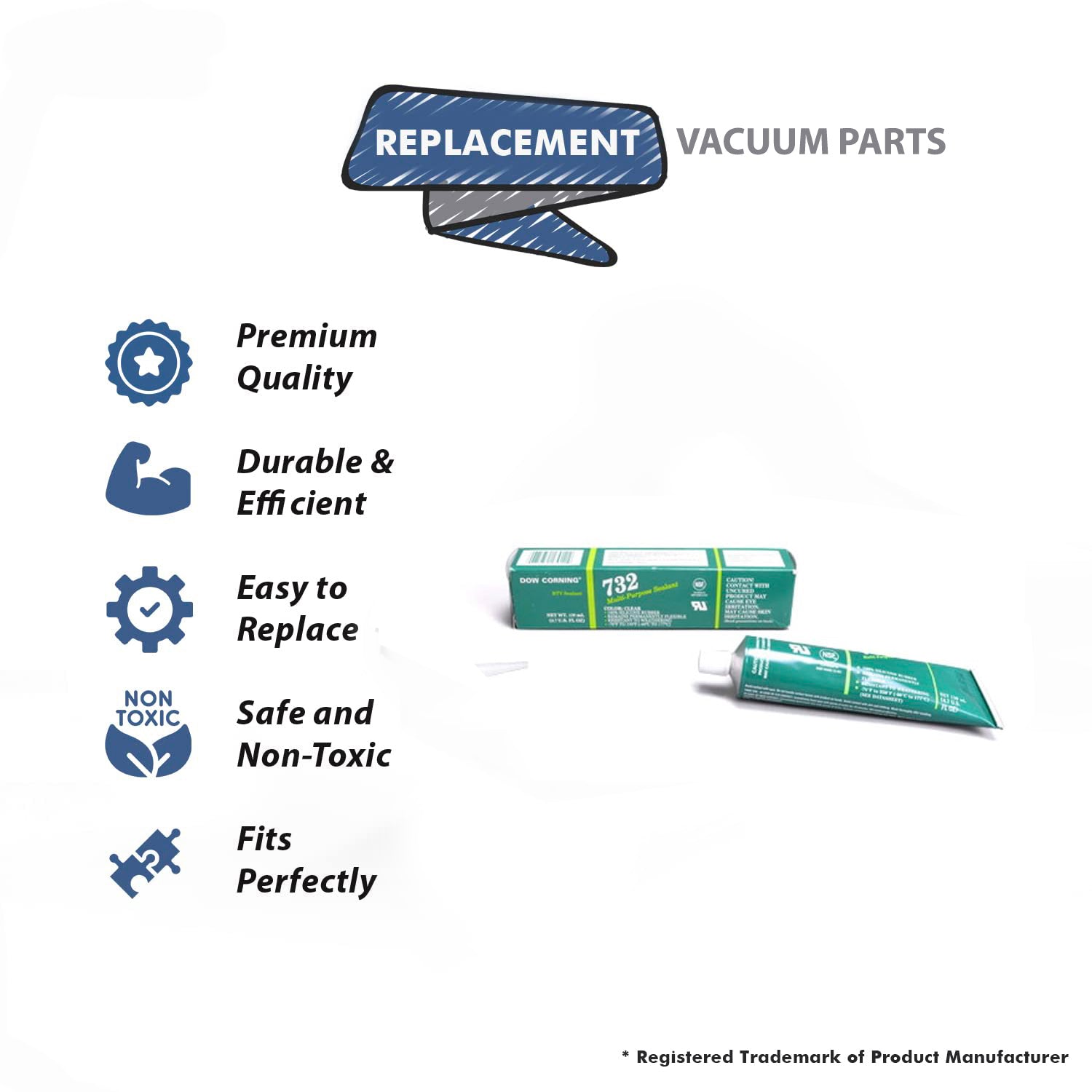 Topvacuumparts Replacement For Kirby Dow Corning 732 Multi-Purpose Clear Sealant Tube # Comapre to Part T117