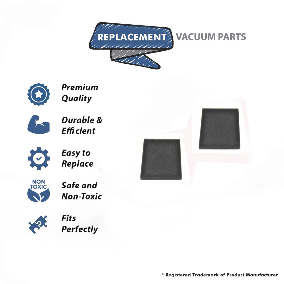 Topvacuumparts Replacement Part For Bissell Secondary Foam Filter Works with 5770, 5990, 6100 and 6405 (2Pack) # compare to part 2031374