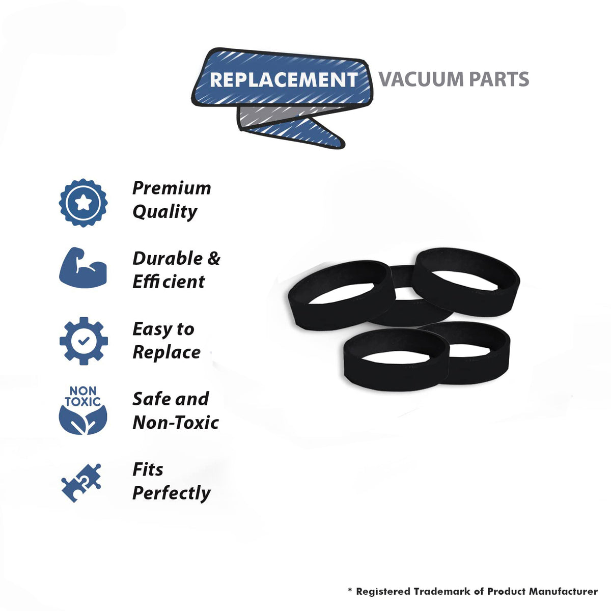 Topvacuumparts 5 Replacement Part for Dirt Devil Hand Vacuum Model 103 Belts # Compare to Part 17397
