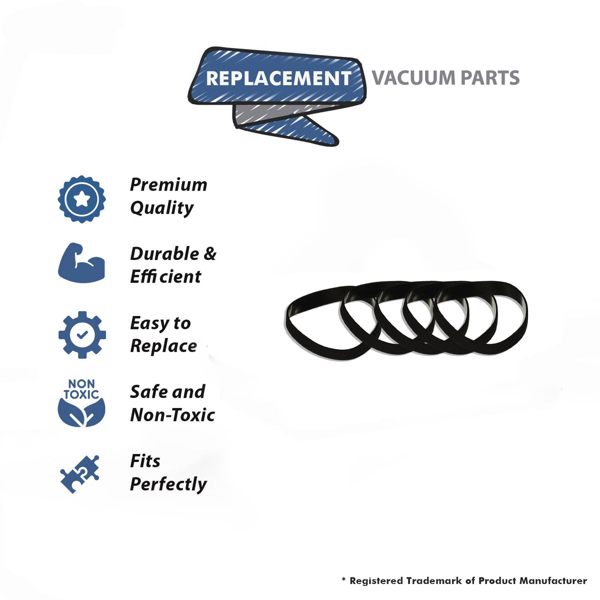 Topvacuumparts Vacuum Belt Replacement for Hoover WindTunnel Upright U6485900 (5 Belts)