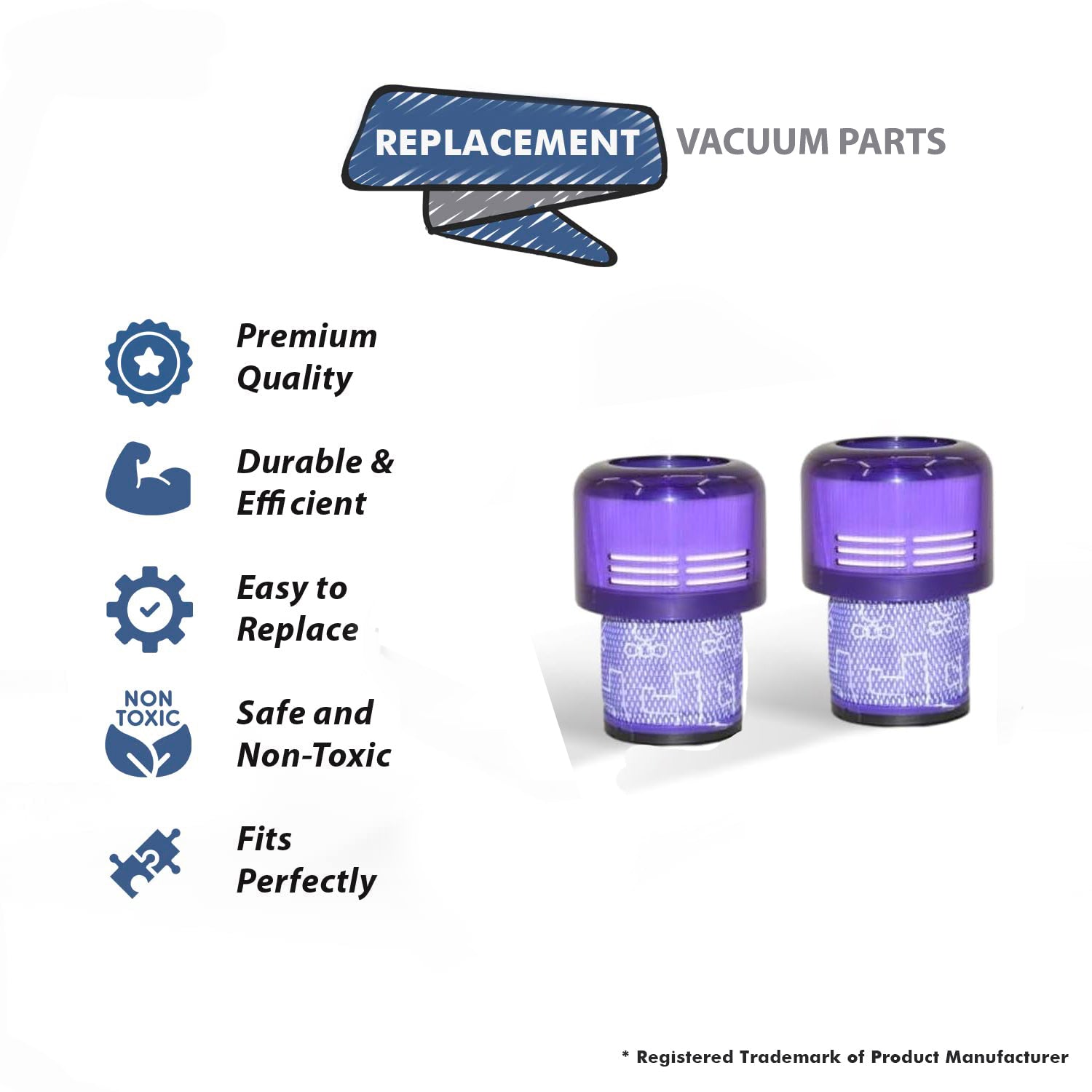 Topvacuumparts 2 Pack Vacuum Filters Replacement Parts Compatible for Dyson V11 Torque Drive V11 Animal V11 Complete V11, V14 Vacuums # 970013-02