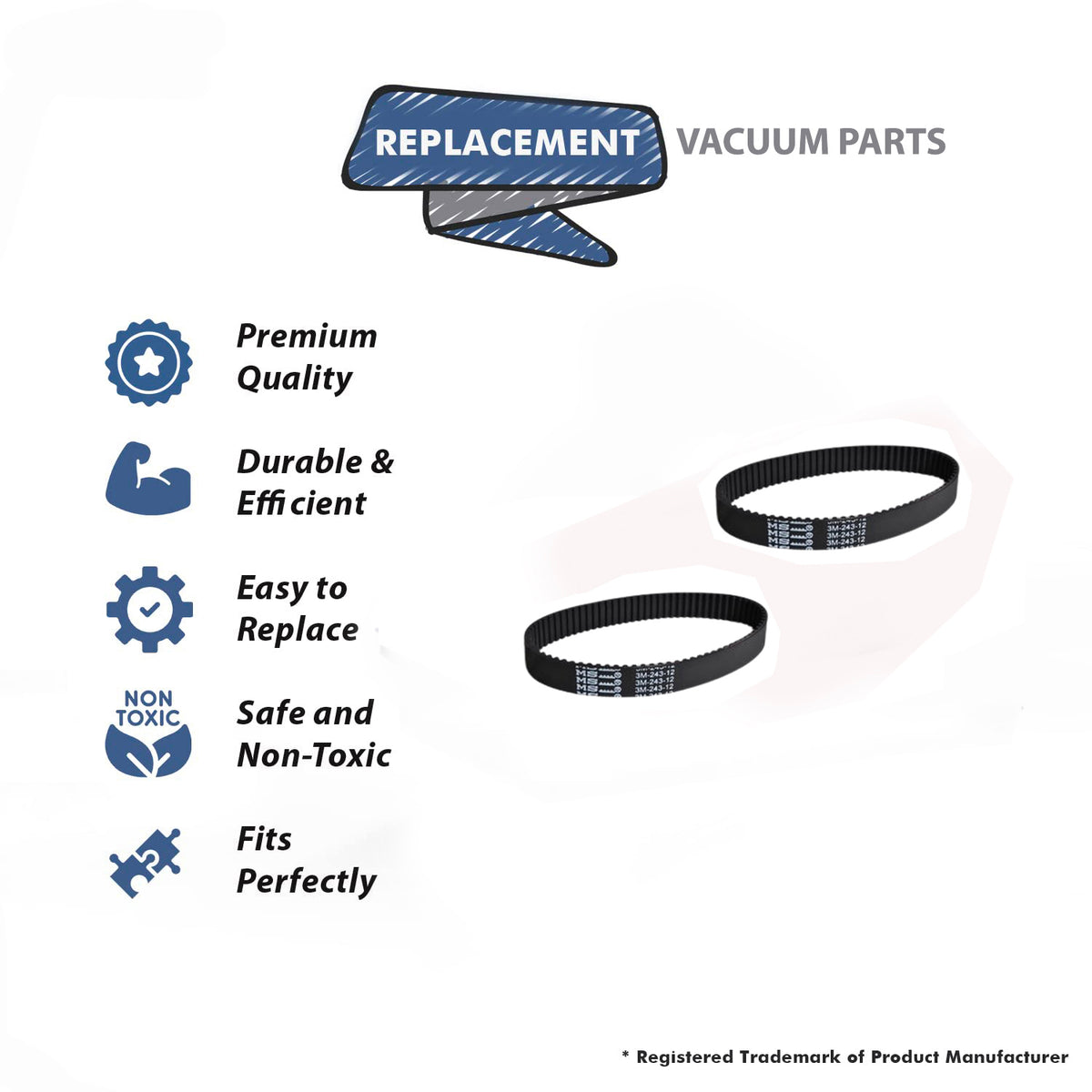 Topvacuumparts Replacement Part for Bissell (2) 3M-243-12 Healthy Home Vacuum Belt 5770 5990 6100 Style 15# Compare to Part 2031329