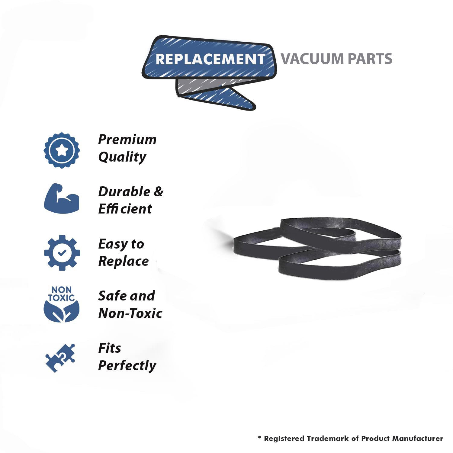 Topvacuumparts Replacement Part For Dirt Devil Style 4,5 Upright Vacuum Cleaner 3 Flat Belts # compare to part 17366