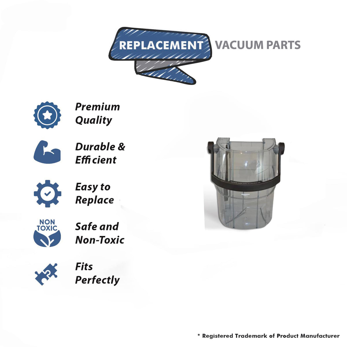Topvacuumparts Replacement Part For Bissell 3624 SpotClean Portable Carpet Vacuum Cleaner Recovery Tank # Compare to part 2037894