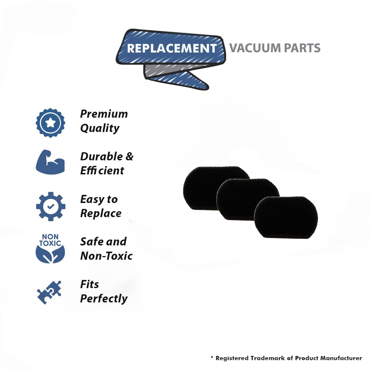Topvacuumparts Vacuum Sponges Filter Replacement for Bissell 3-in-1 Stick Lightweight Bagless Cleaner, Fits 2030 2033 2033M 20336 20334 (3-Pack)
