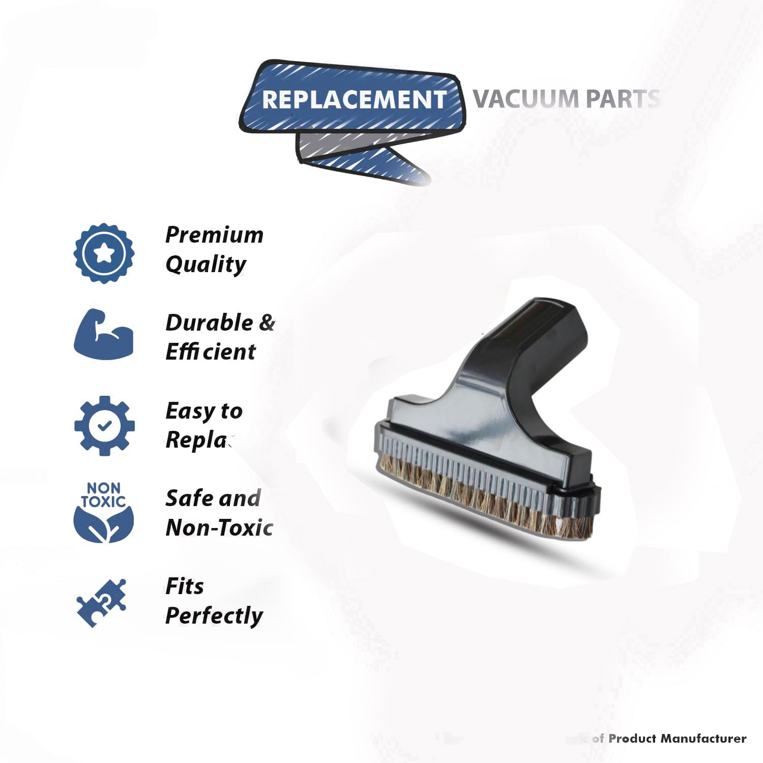Topvacuumparts Black Vacuum Furniture Tool with Brush Strip for Dirt Devil, Eureka, Fits 1.25
