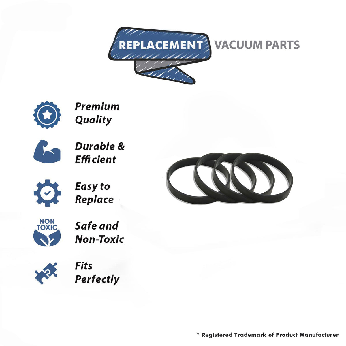 Topvacuumparts Replacement for Hoover Dialamatic Power Drive Model Vacuum Cleaner 4 Flat Belts