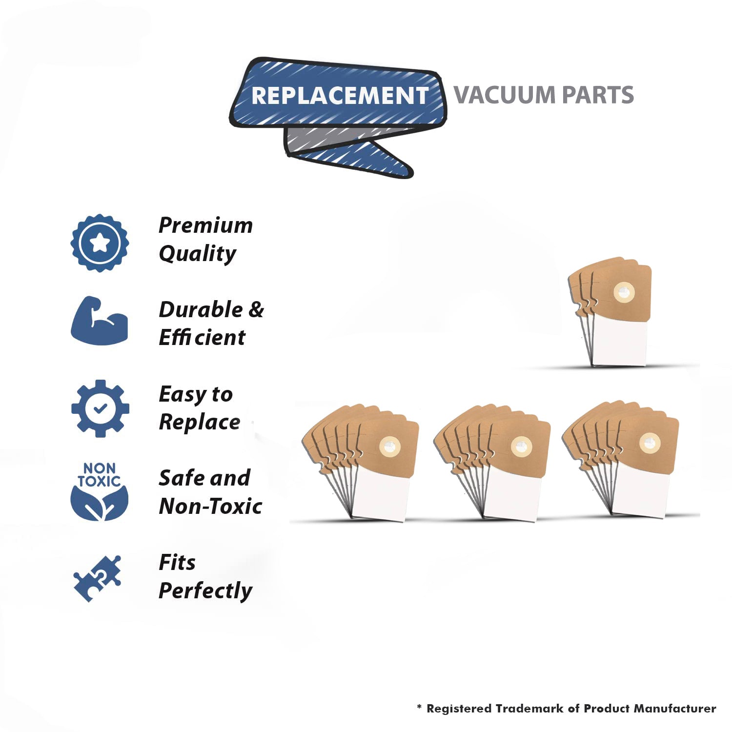Topvacuumparts 21Pcs Replacement for Eureka 3670 & 3680 MM Vacuum Bags,and Replacement Vacuum Bags Part # 60295, 60296, 60297
