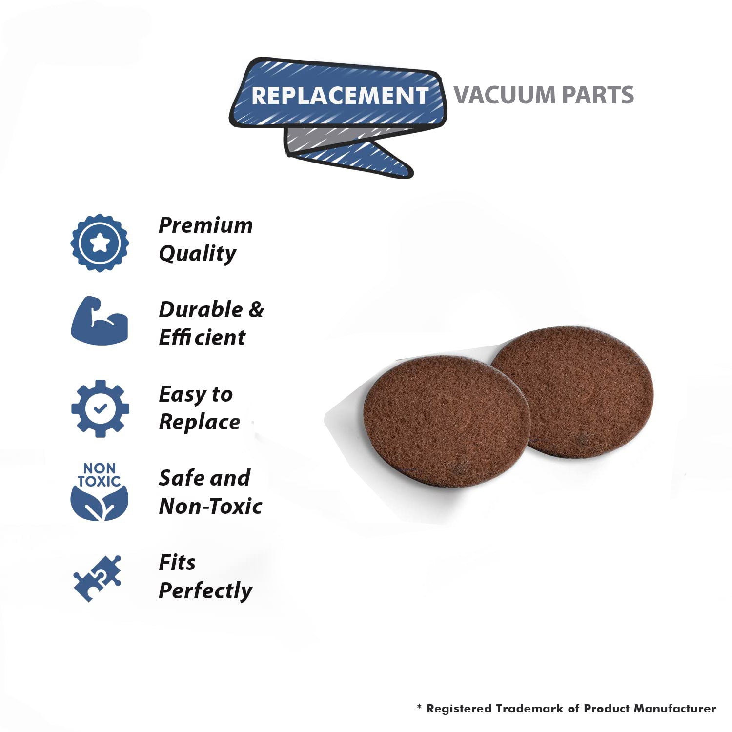 Topvacuumparts Replacement Part For Oreck 2 Scrub Pads, Orbiter Brown # compare to part 437-049