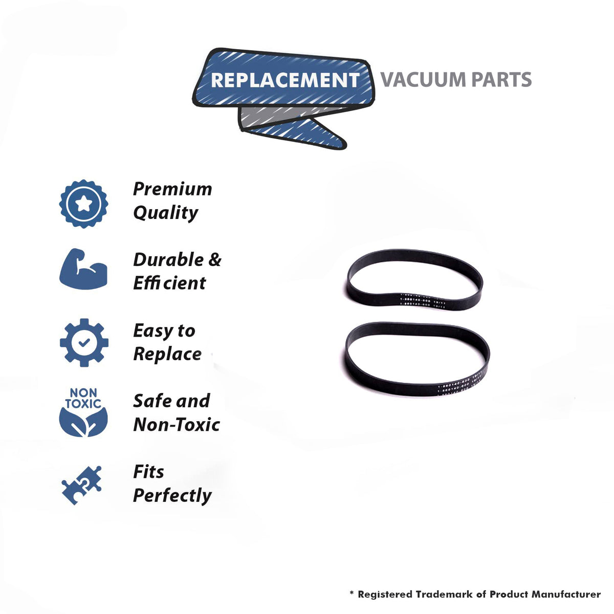 Topvacuumparts Replacement Part For Dirt Devil, RO-860140P, Style 10 Vacuum Cleaner Flat Belts 2pk # compare to part 3860140600