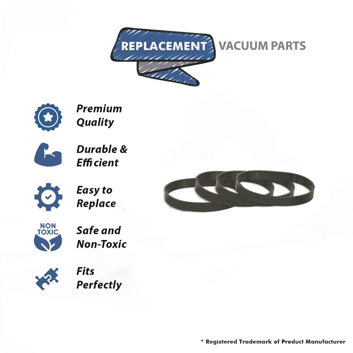 Topvacuumparts Replacement Vacuum Belts fits for Hoover Elite Rewind Vacuum Models U5180-910, U5810-900, U5180-900 (4 Belts)