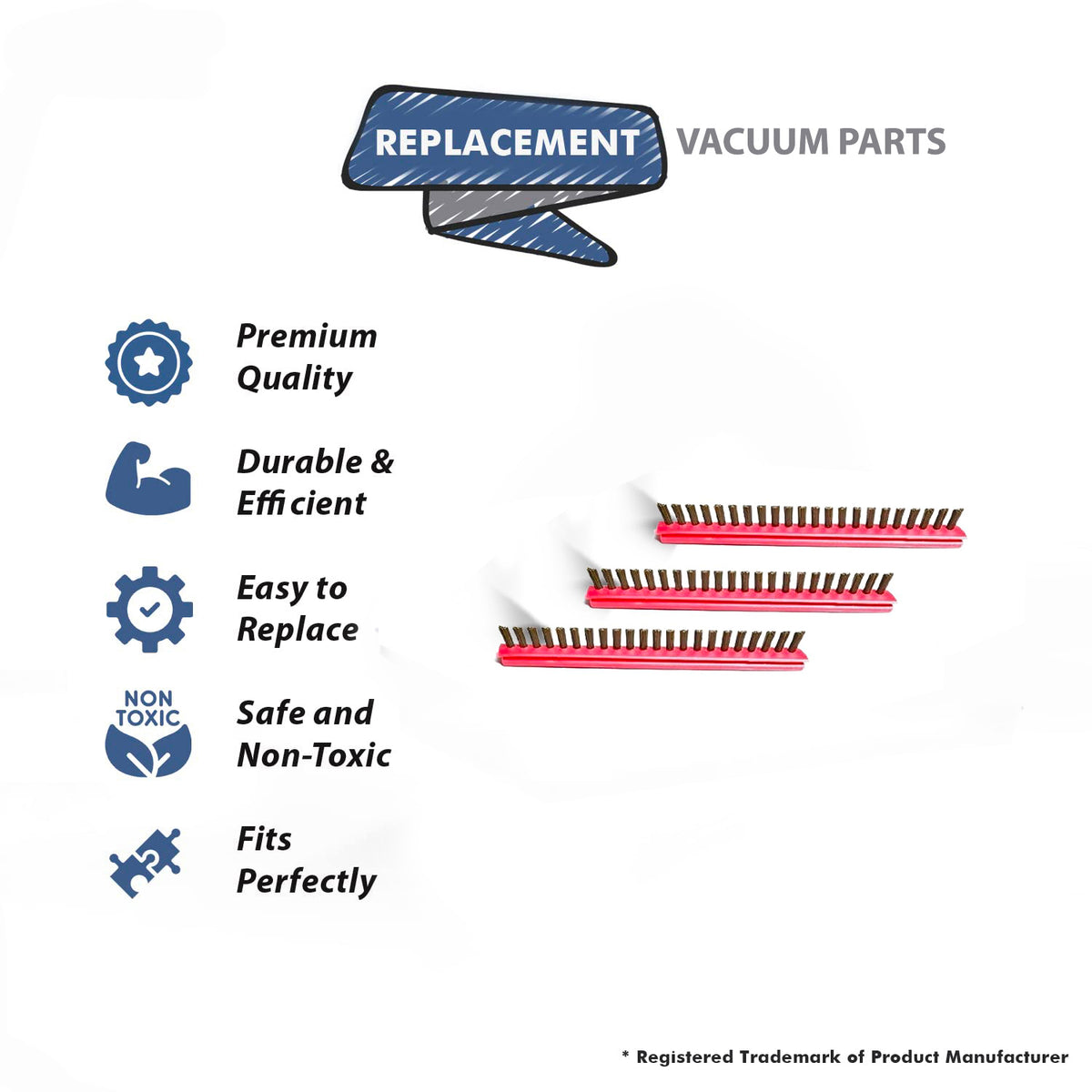 Topvacuumparts Replacement Part For Carpet-Pro Upright Vacuum Metal Brush Roll Inserts 3 Pk Genuin Part # compare to part B012-2400B