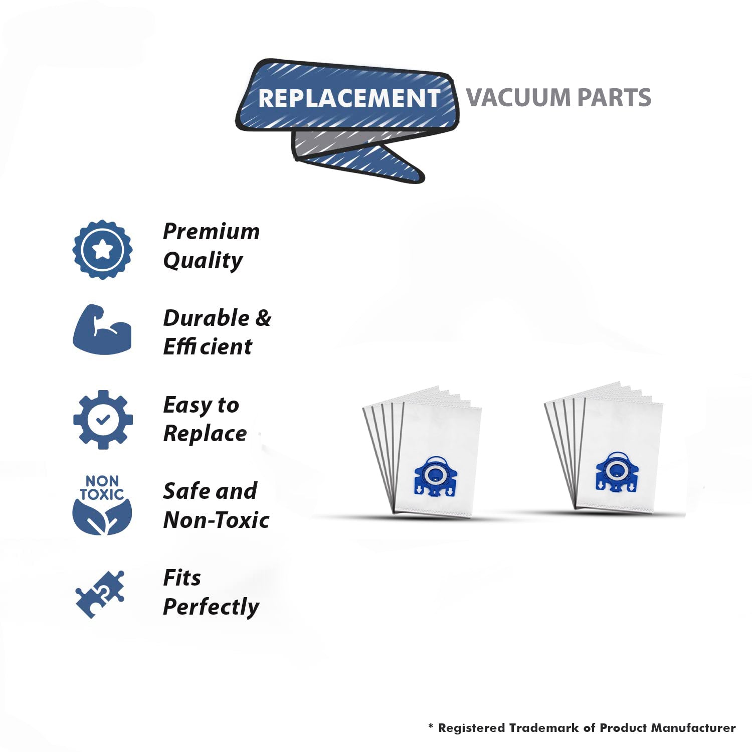 Topvacuumparts 10 Packs Bags Replacement for Miele GN Vacuum Fit Classic C2 C3 S240, S270/S280, S2000, S5000 Series with Motor Protection Filters