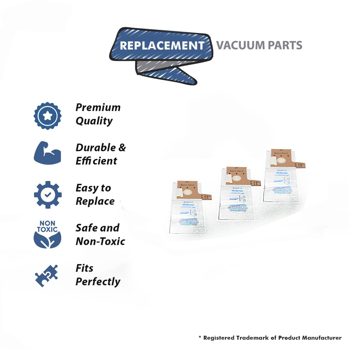 Topvacuumparts Replacement Part For Eureka Vacuum Bags Type J, 2270, 2271, 2272, 2273, 2275, 2900, 2901, 2903, 2904, 2920 [6 Bags] # Part 61515C-6