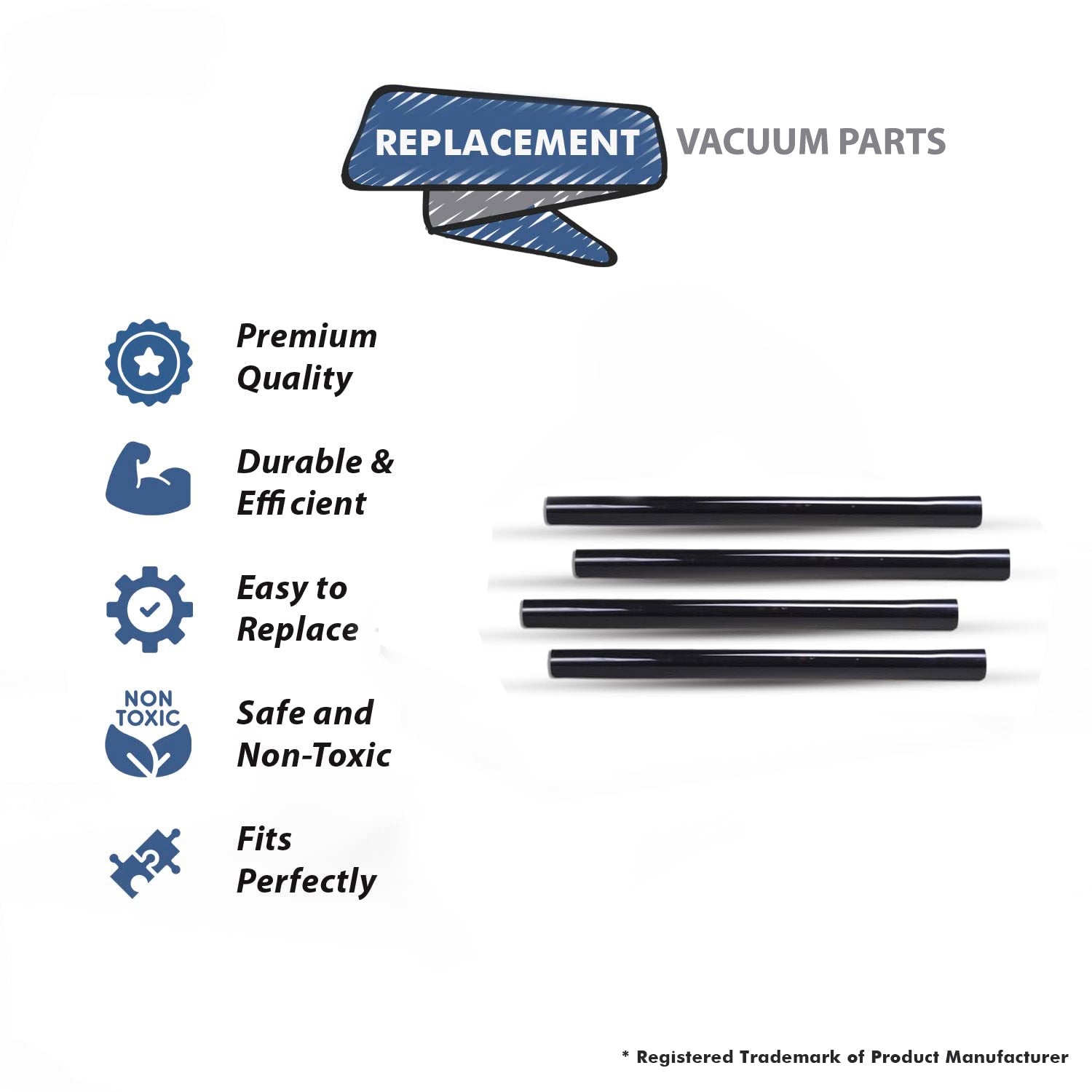 Topvacuumparts 4Pack Replacement 1.25 Inch Vacuum Extension Wands with 1-1/4