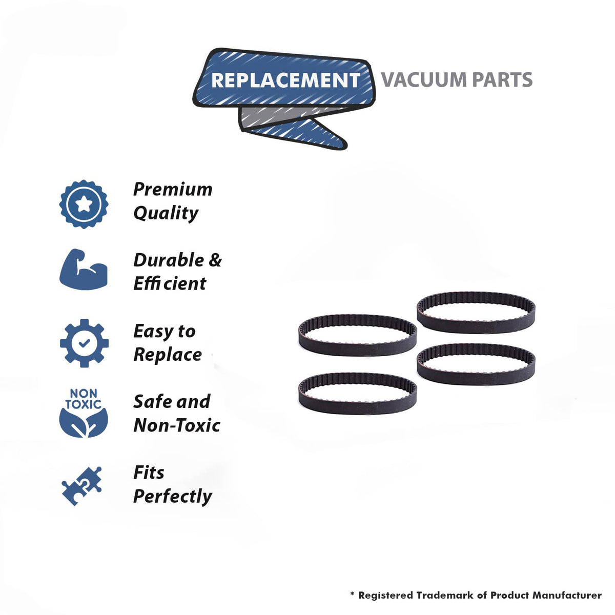 Topvacuumparts Replacement Part for Electrolux Discovery/Sanitaire for 500 Series, Sc-6600, Pn5 Pn6 Geared Belt (4 Pack) # Compare to Part 26-3315-02
