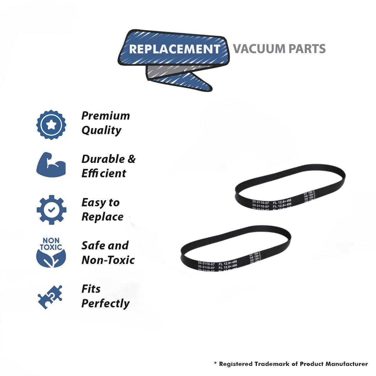 Topvacuumparts Replacement Part For Eureka Smart Vac Belt 4800 Series 4870, 4872, 4874, 4875, 4880, 4885 (4 Belts) # compare to part 20-3110-07