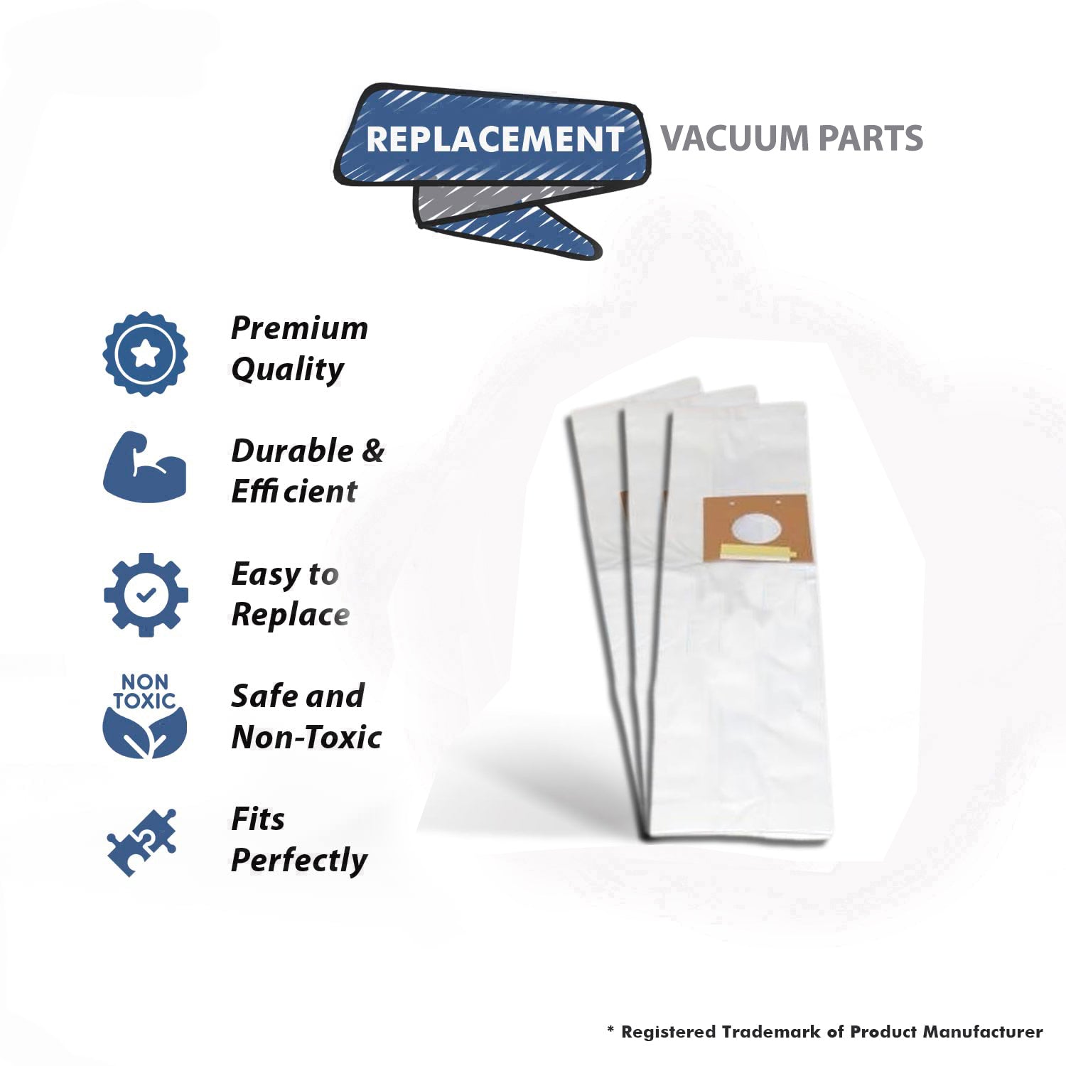 Topvacuumparts Replacement For Eureka Vacuum Bags Type U Bravo II, Direct Air, World Vac, White Westinghouse Uprigh 3 Pack # compare to part 54310C-6