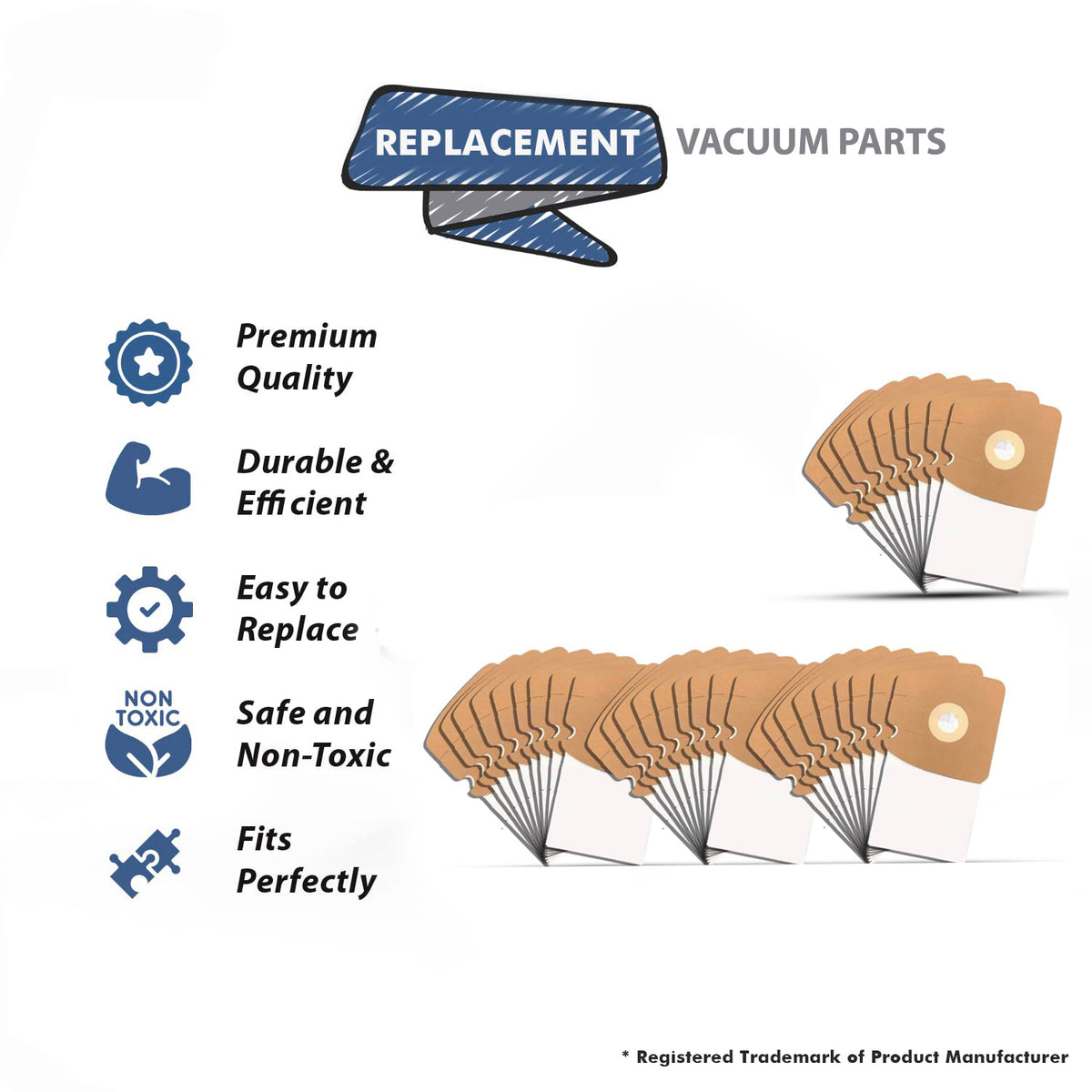 Topvacuumparts 36Pcs Replacement for Eureka 3670 & 3680 MM Vacuum Bags,and Replacement Vacuum Bags Part # 153-9 60295, 60296, 60297