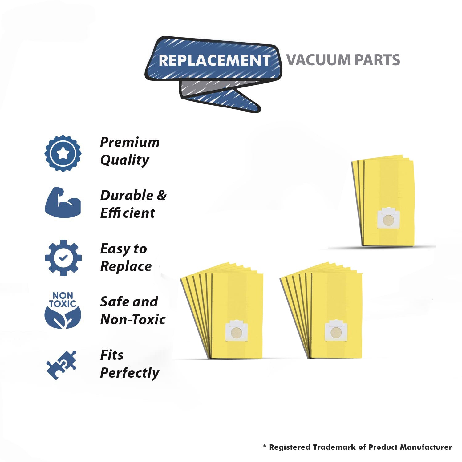 Topvacuumparts Vacuum Cleaner Bags Replacement for Kenmore Canister Type C/Q 5055, 50557, 50558 and Pana·sonic Type C-5 Vacuums, 15 Pack Vacuum Bags