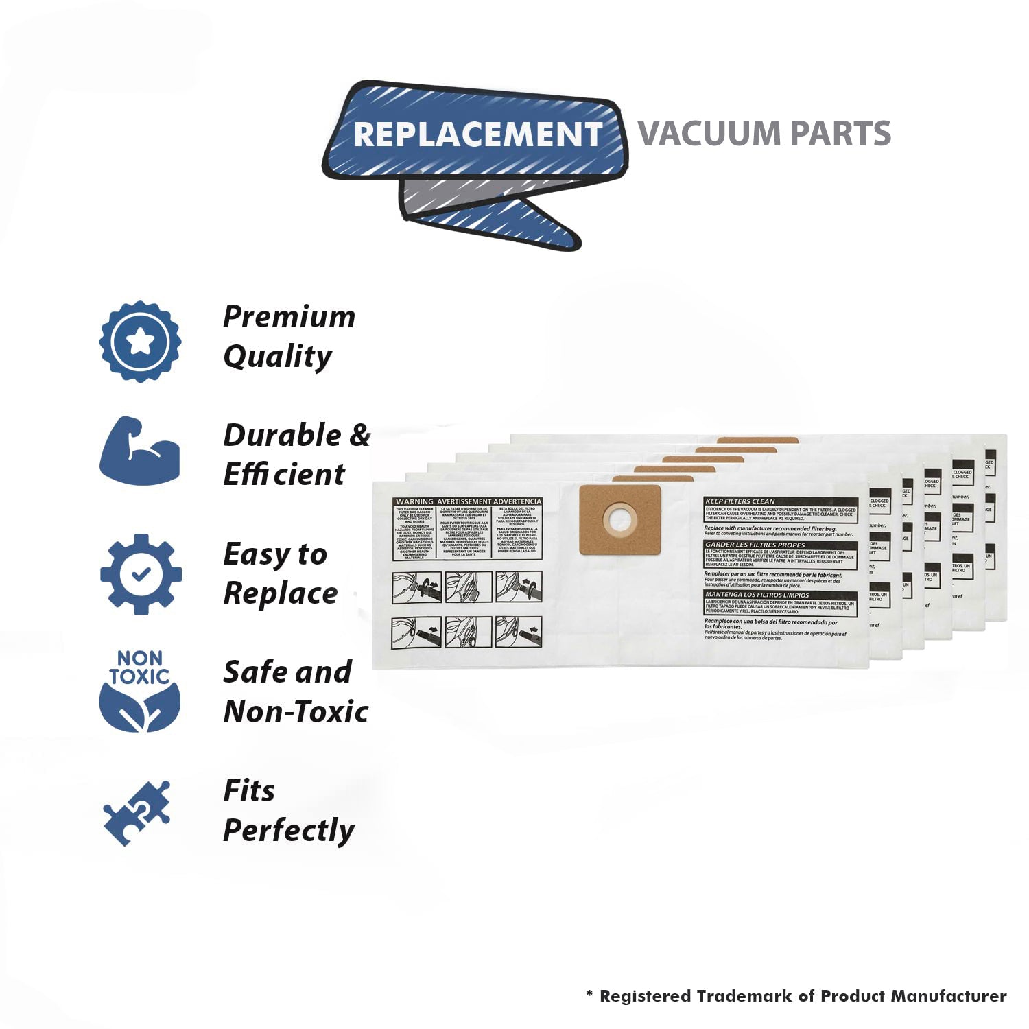 Topvacuumparts Type LL EZ Collection Vacuum Bags Compatible with Shop-Vac 4 Gallon Wet Dry Commercial Cleaners #SVR-14902 6-Pack