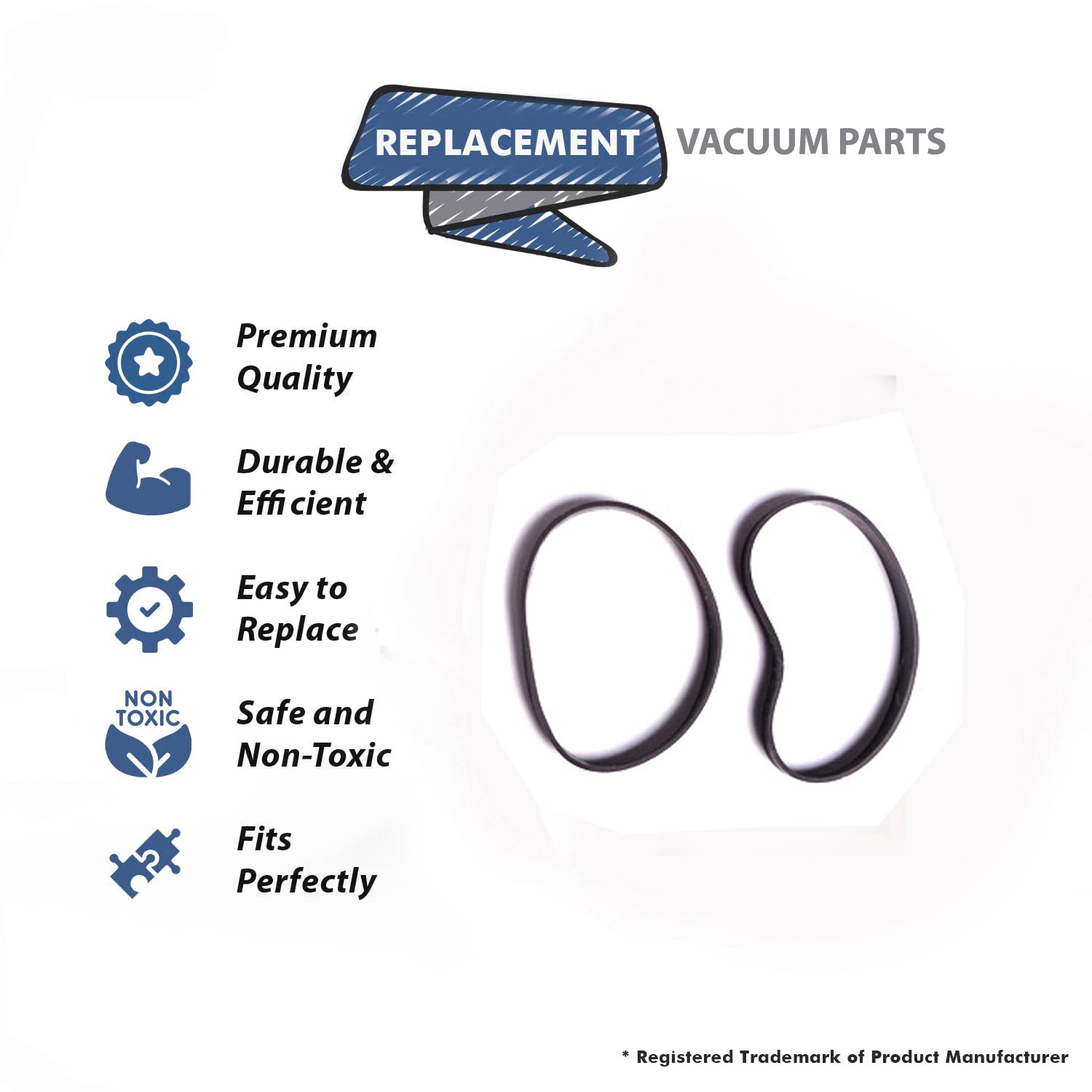 Topvacuumparts Replacement Part For Royal Commercial CR50005 Upright Vacuum Cleaner Flat 2 Belt # Compare to Part AR20060